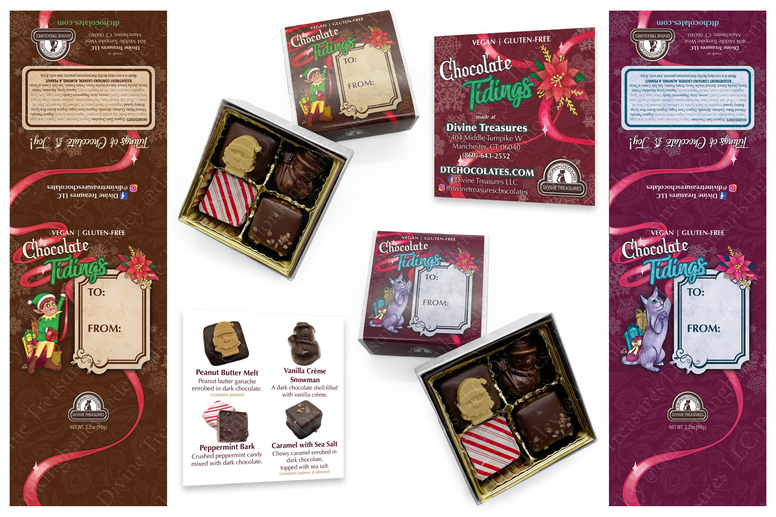 Chocolate Tidings "To & From" Packaging Sleeve, Card, & Product Images, 2025, 3" x 10" (Sleeve) 3" x 3" (Card)