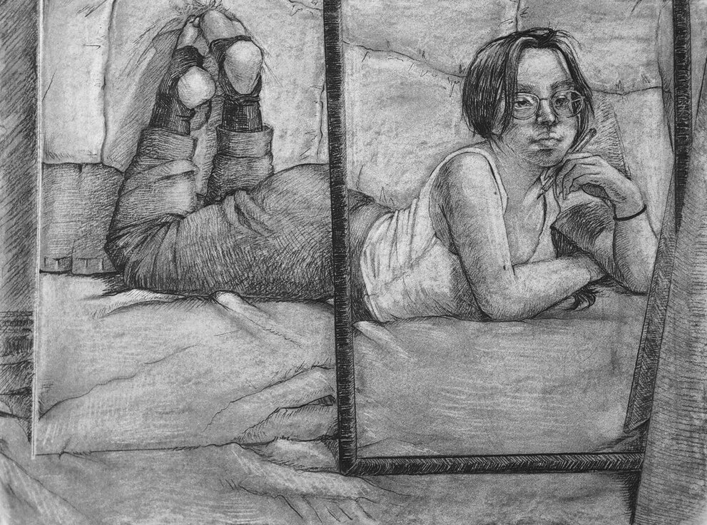I Did Not Sleep This Night, 2020, Charcoal, 24" x 18"