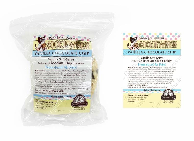 Vanilla Chocolate Chip Cookiewich Packaging Sticker & Product Image, 2024, 3" x 4"