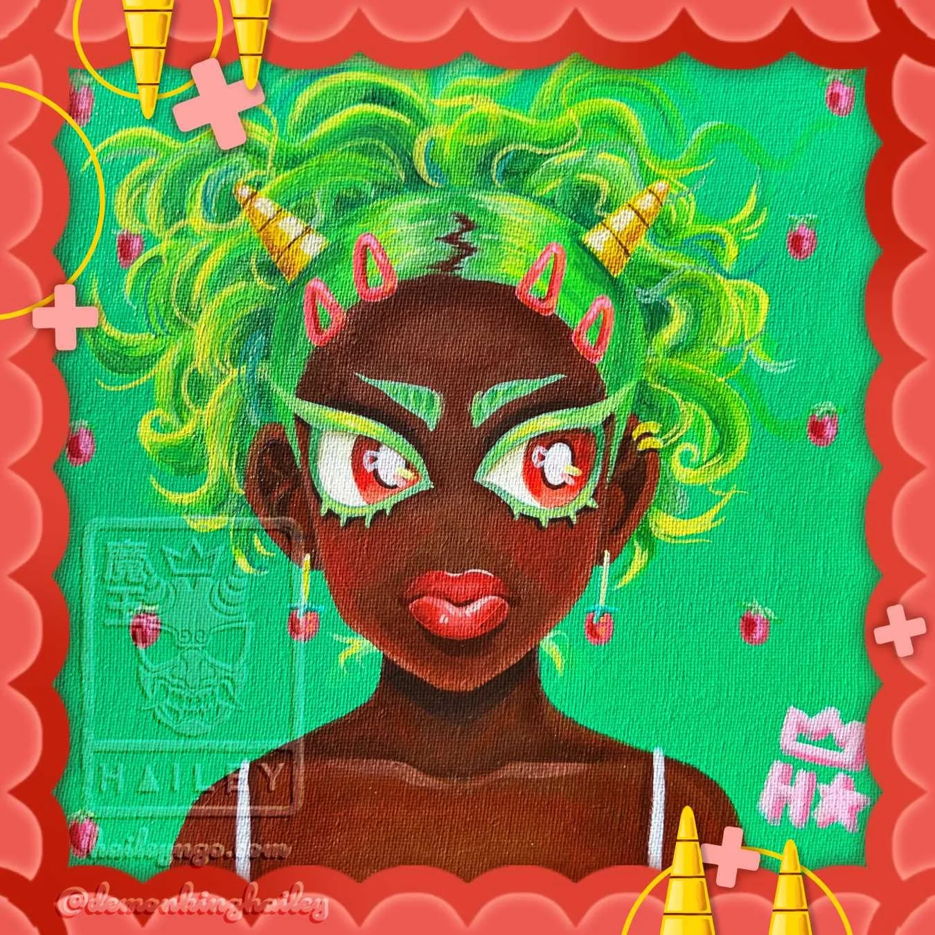 Diabólica #4, 2026, Acrylic, 8" x 8"