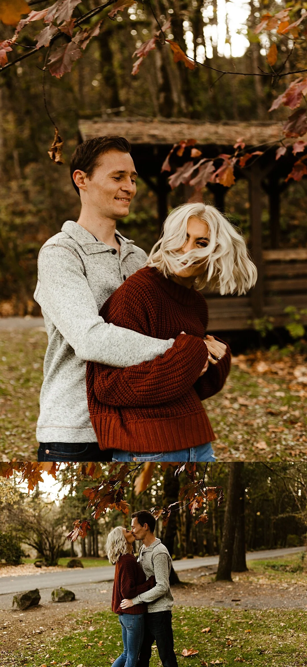 couple dancing around together in the park