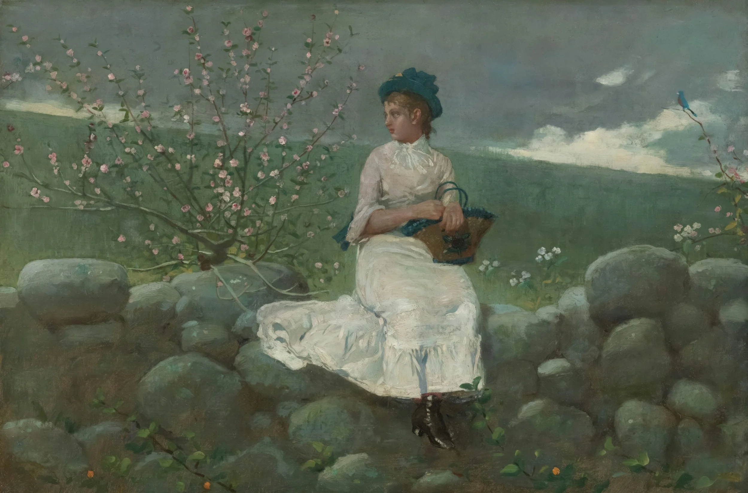 Winslow Homer painting with woman sitting on stone wall representing Jenny Oby's classical liberal arts values