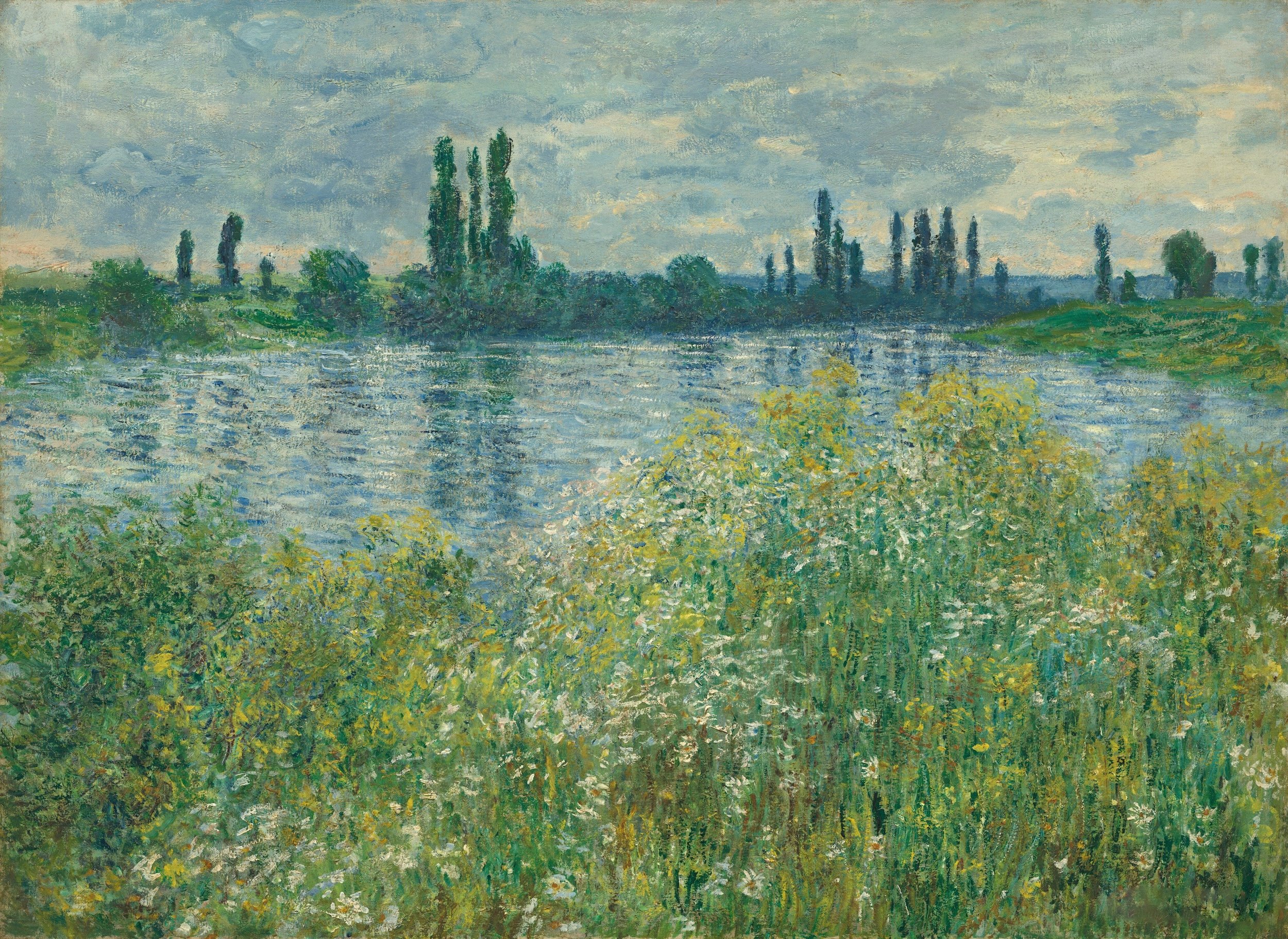 Impressionist painting of a lake and trees, representing rewilding your approach to business