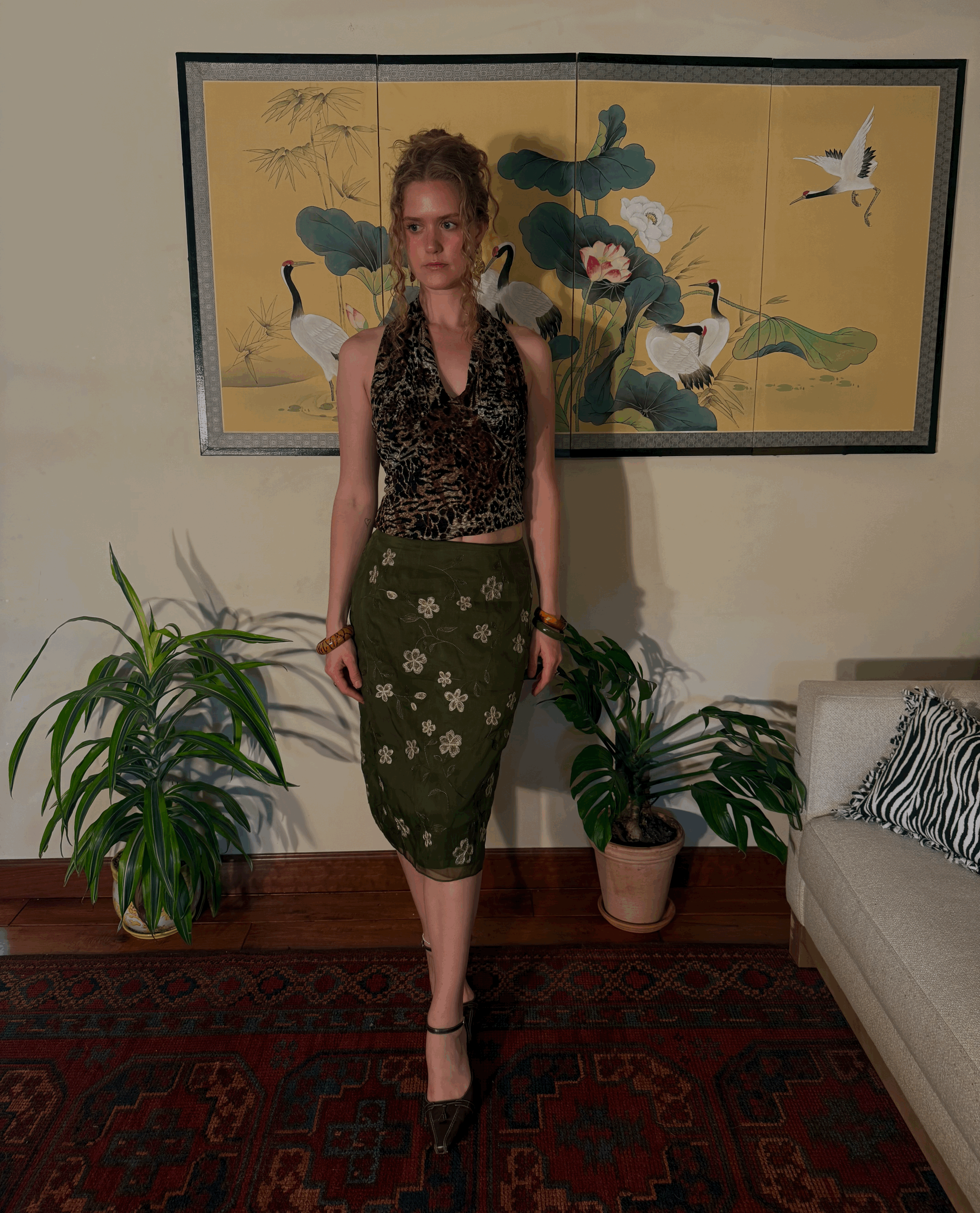 Florette Silk Pencil Skirt