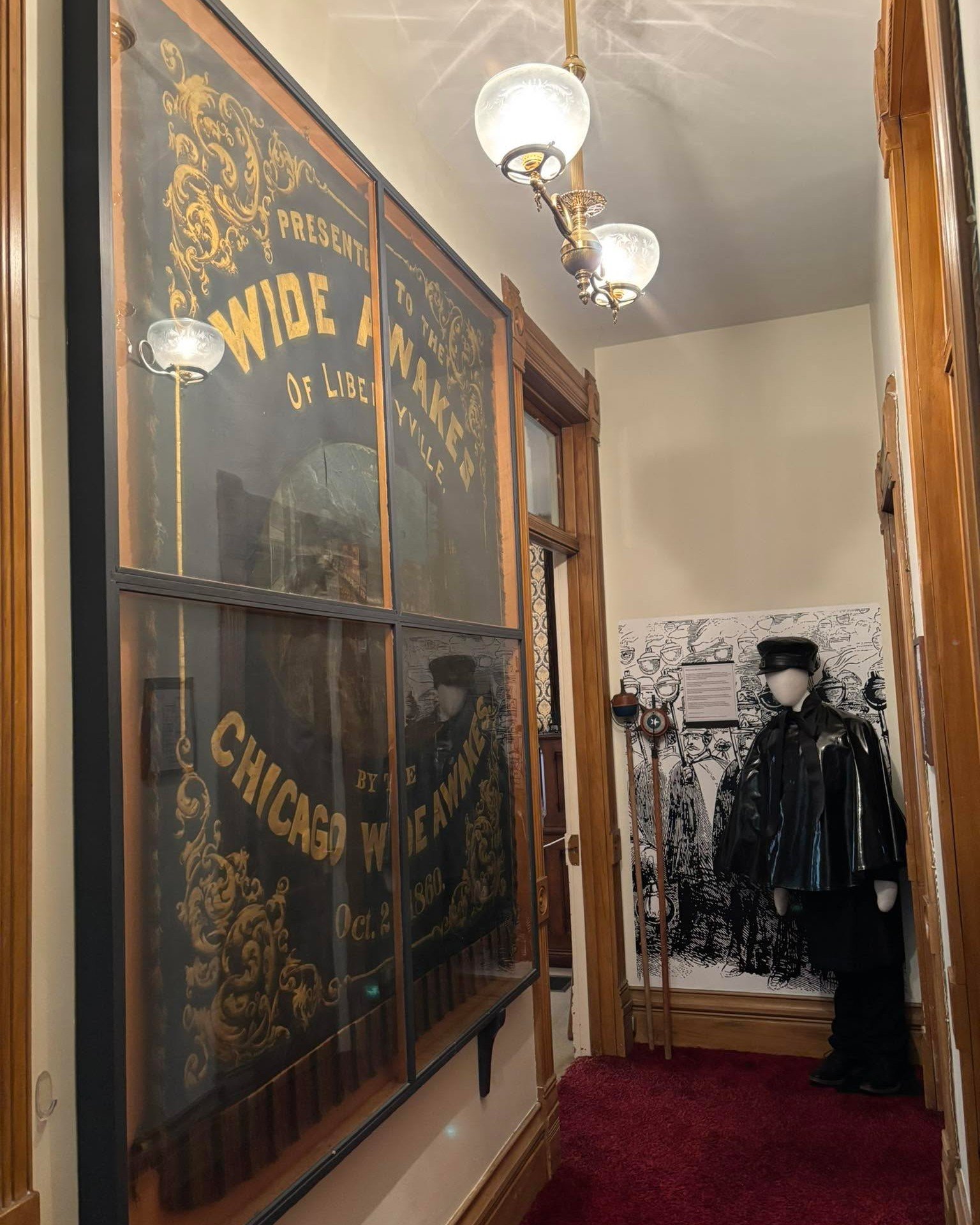 Come see the 1860 Wide Awakes banner, original Wide Awakes torches and a reproduction Wide Awakes uniform on the second floor of the Ansel B. Cook Home. The home is open every Sunday through August 31 from 2pm to 4pm. $5/adults, kids free!