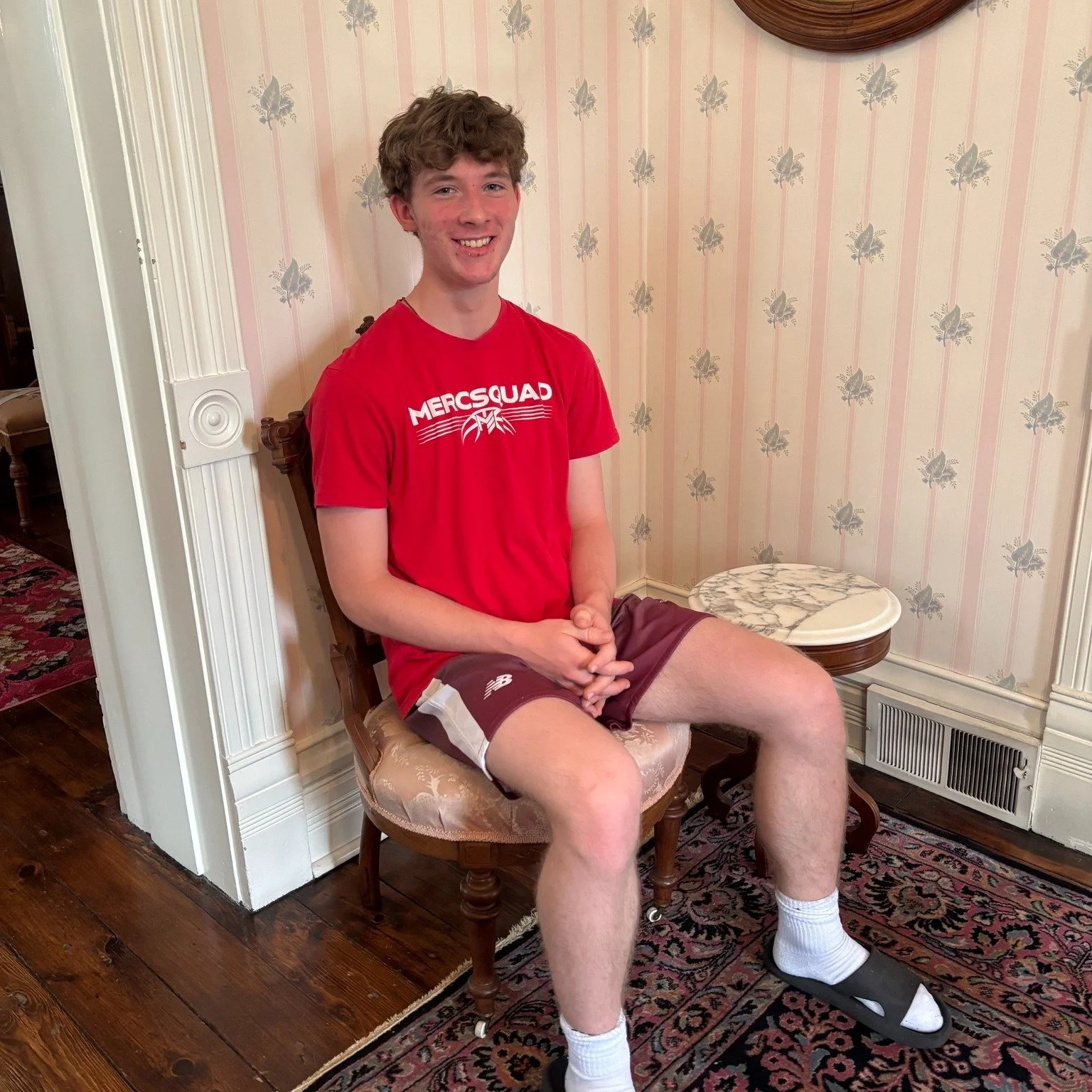 This year we've added a few "interactive" activities to the Ansel B. Cook Home including asking visitors to "Please sit!" on one of the Victorian chairs. Thanks to these two young men for trying it out at our first 2026 summer ope