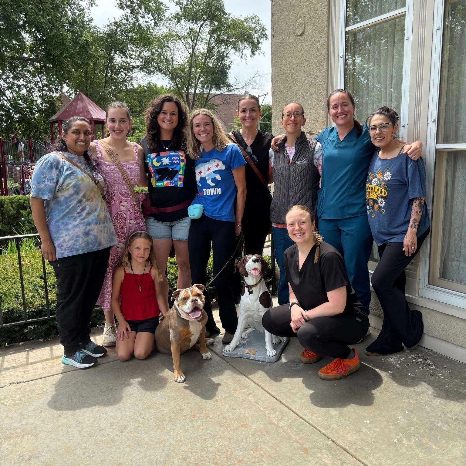 It was a pleasure to welcome the staff of GreenTree Animal Hospital to the Ansel B. Cook Home today. The practice sponsored our new dog statue and Awards &amp; Engraving provided the plaque. It was a special surprise for Addie and Kellen to find a ph