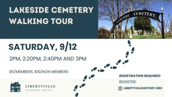 This year's tour features the stories of five military men from Libertyville who lost their lives while serving in WWII - Lowell Acox, Elmer Egloff, Glen Dale Kranz, Paul Ray, Jr., and William Whitney II - as researched by Libertyville Historical Soc
