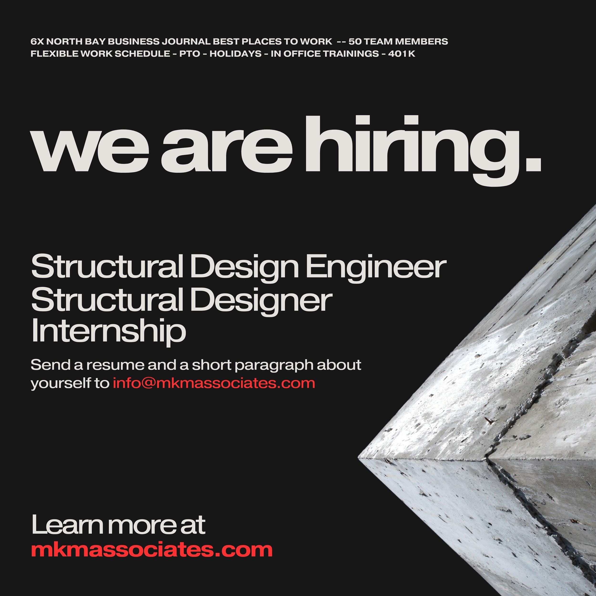 #WeAreHiring and want to hear from you 🤝

Apply via the link in our bio or send us an email 📥

#structuralengineering #structuralengineeringjobs #engineeringjobs #constructionindustry #hiring #northbay #norcal #sonomacounty #sonoma #santarosa #rohn