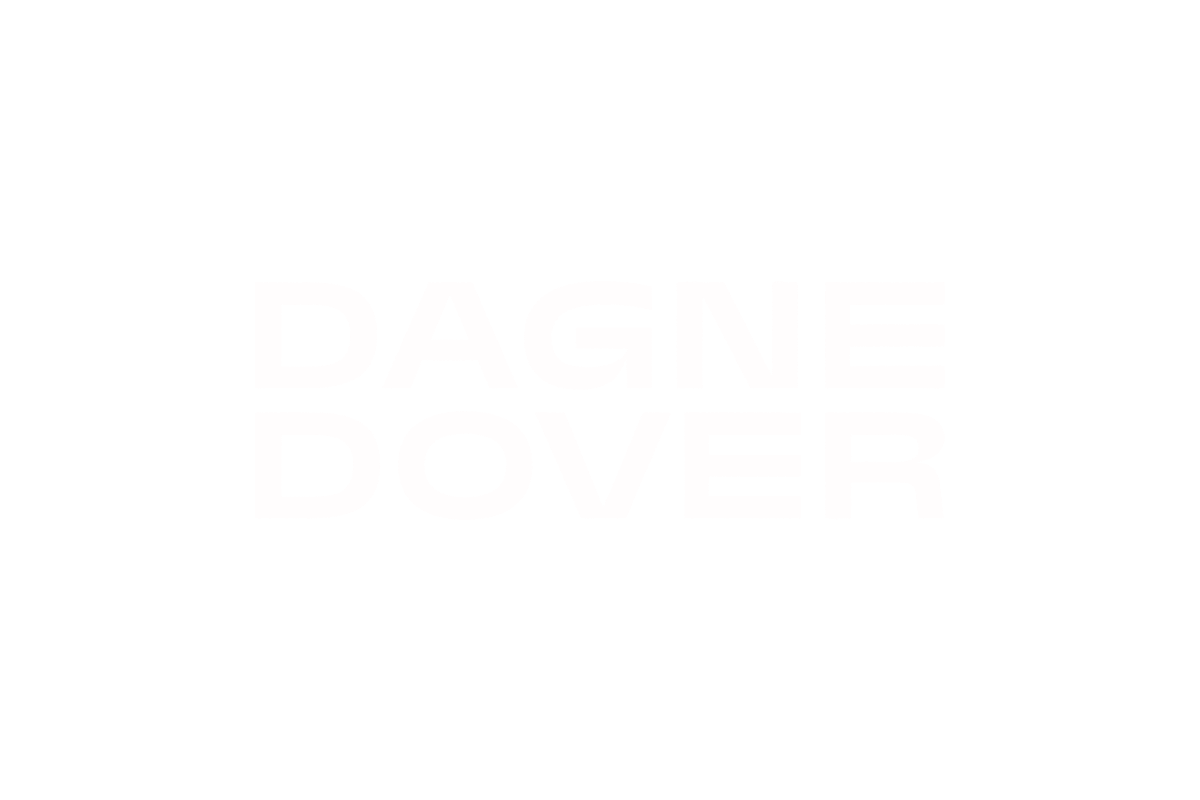 Black background with white text reading 'Dagne Dover' in bold letters