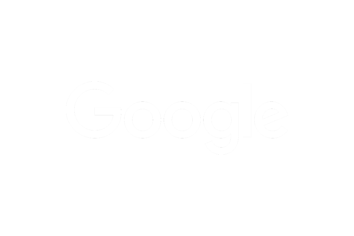 Google logo with white text on a black background.