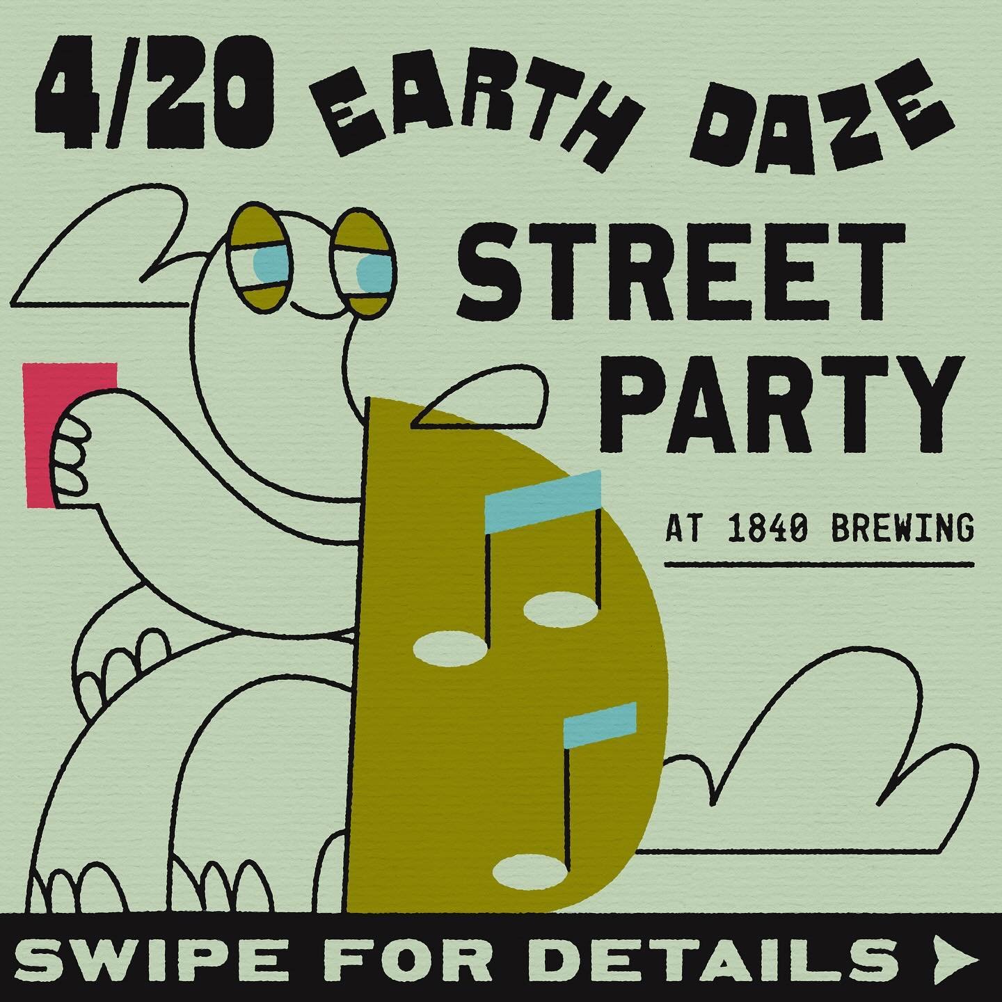 The EARTH DAZE street party is 4/20!!
Join us for our annual Spring street party, now part of our newly minted Earth Daze weekend!

SNAG two new beers including our annual @eagleparkbrewing collab, Joint IPA. Celebrating 7 years of rolling joints wit