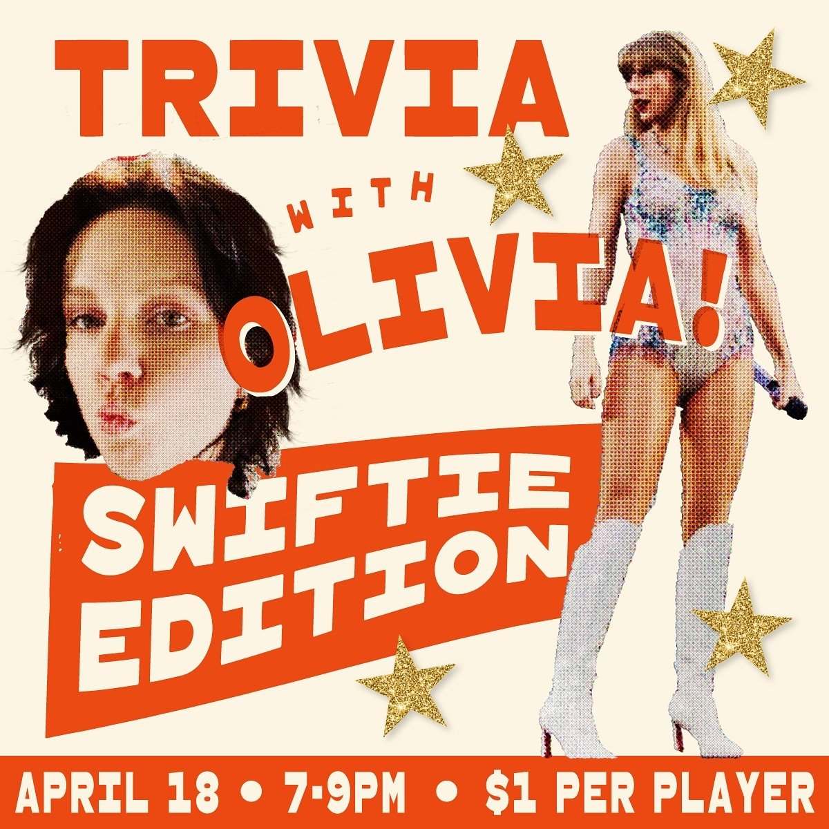 Trivia with Olivia is this Thursday! Join the Swiftest of us all with some of the toughest questions Olivia could assemble. It&rsquo;s $1 to play and there&rsquo;ll be prizes for 1st place, 2nd place, and best team name.

Today is also the last *offi