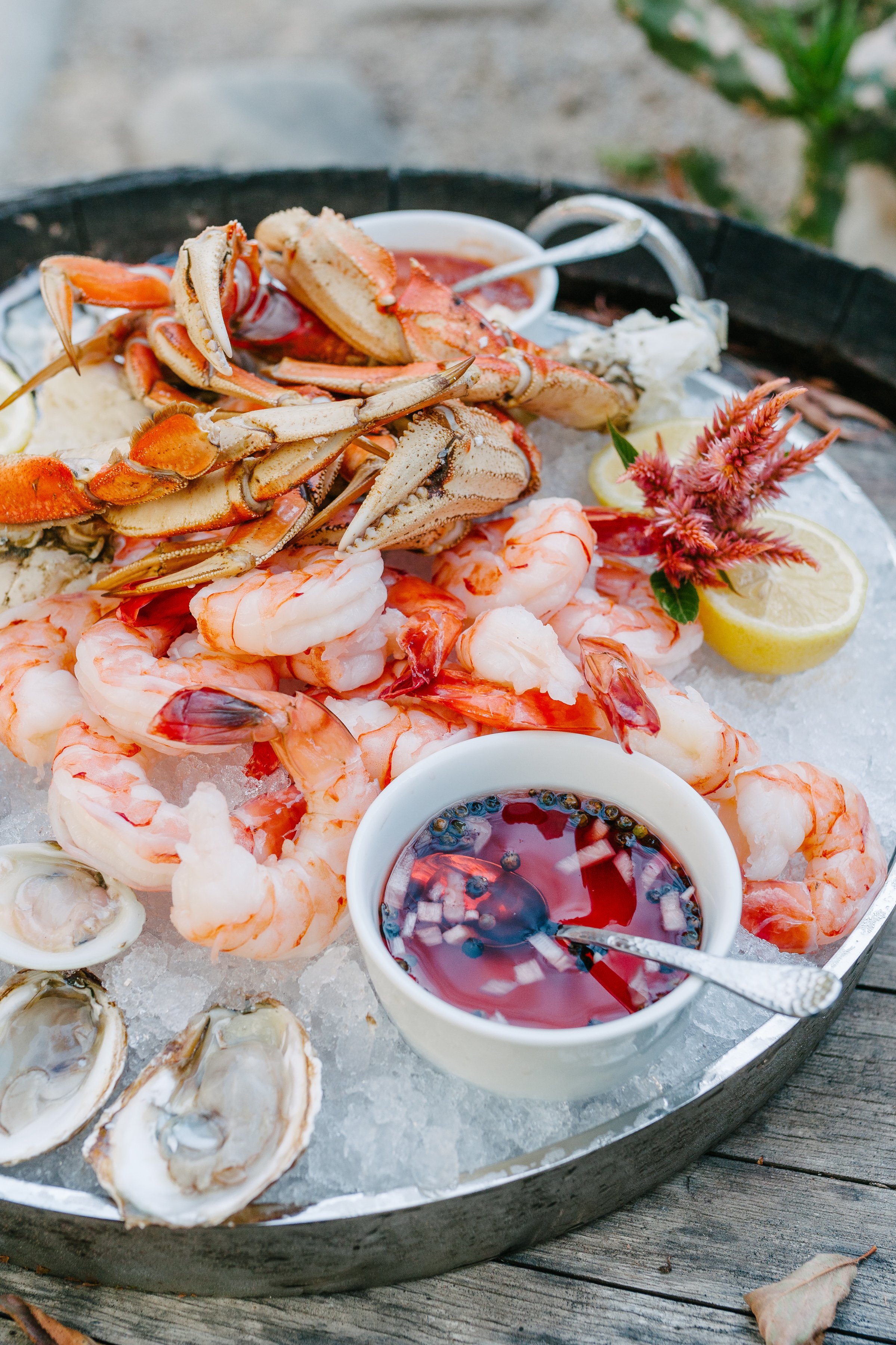Seafood Towers and Trays, Ojai vineyard Wedding 2025 Spring