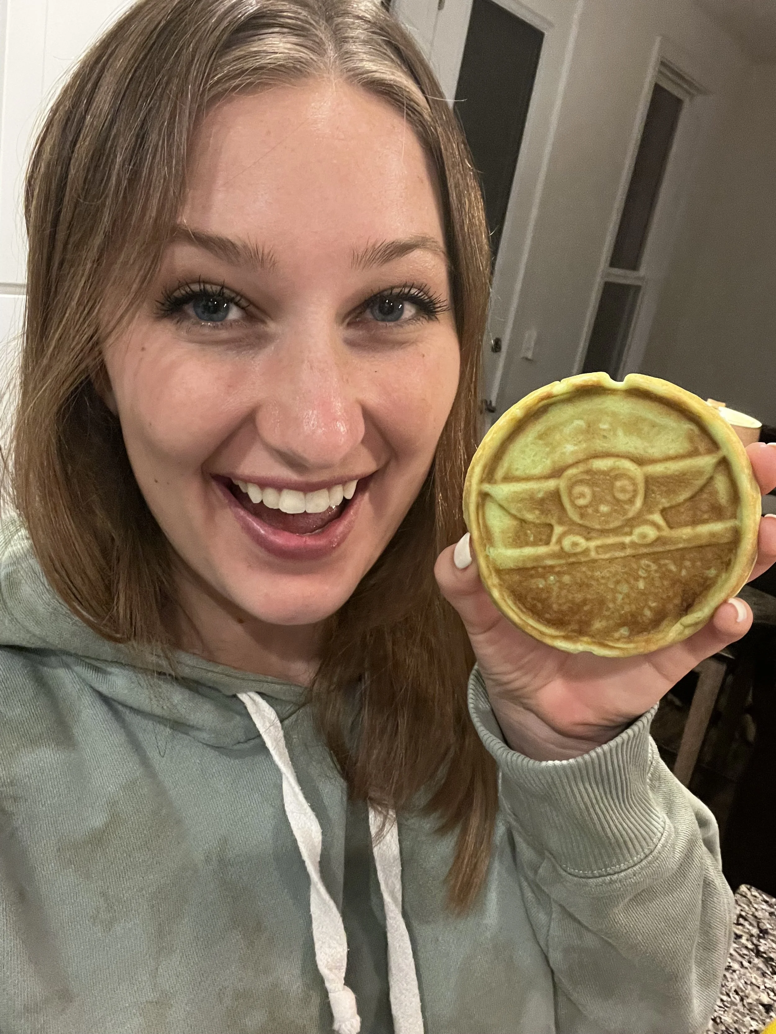We love Starwars! For St. Patrick's Day we dyed our waffles green and it fit perfectly with our baby yoda waffle maker.