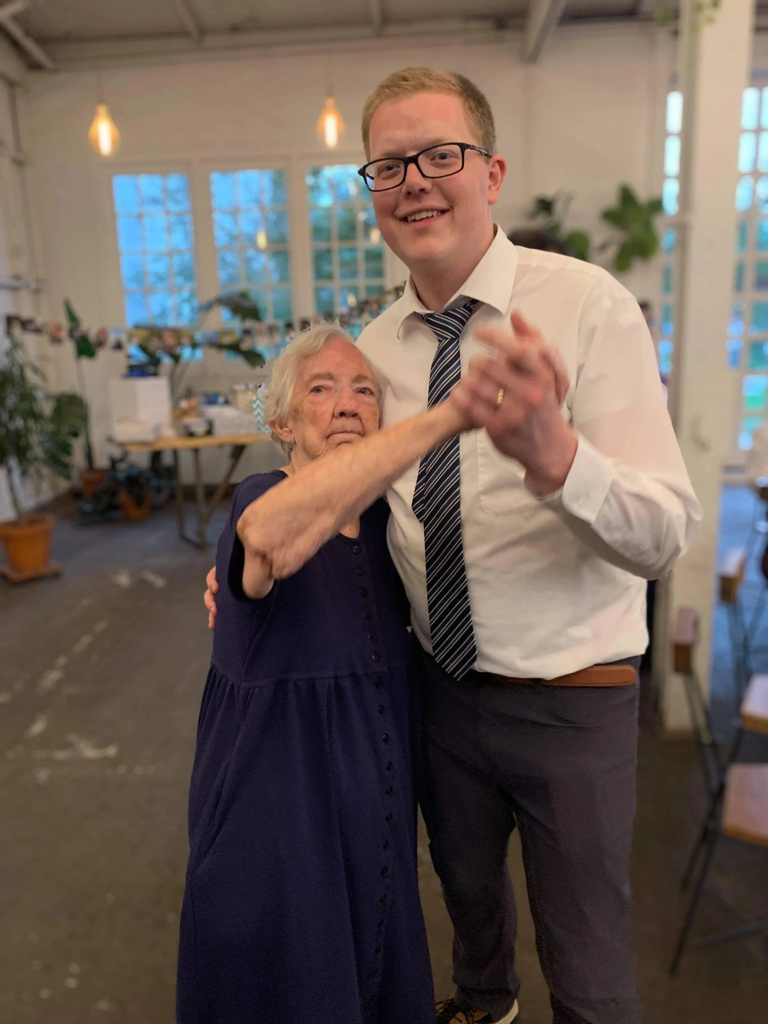 Brett dancing with is Grandma at a wedding. He knows how to treat a lady!