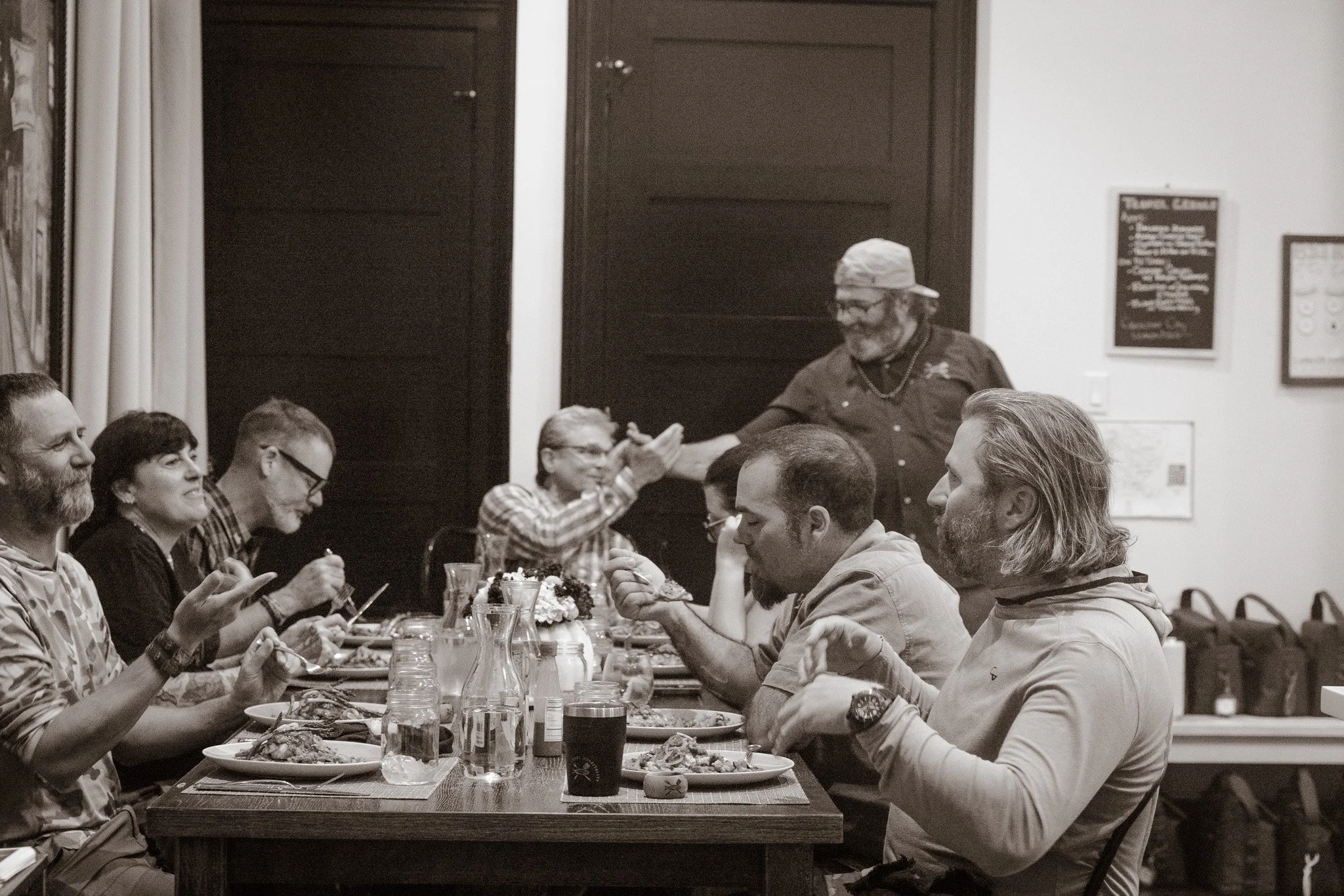 A group enjoys Travel Creel's signature brand of hospitality at their pop-up lodge locations around the world.