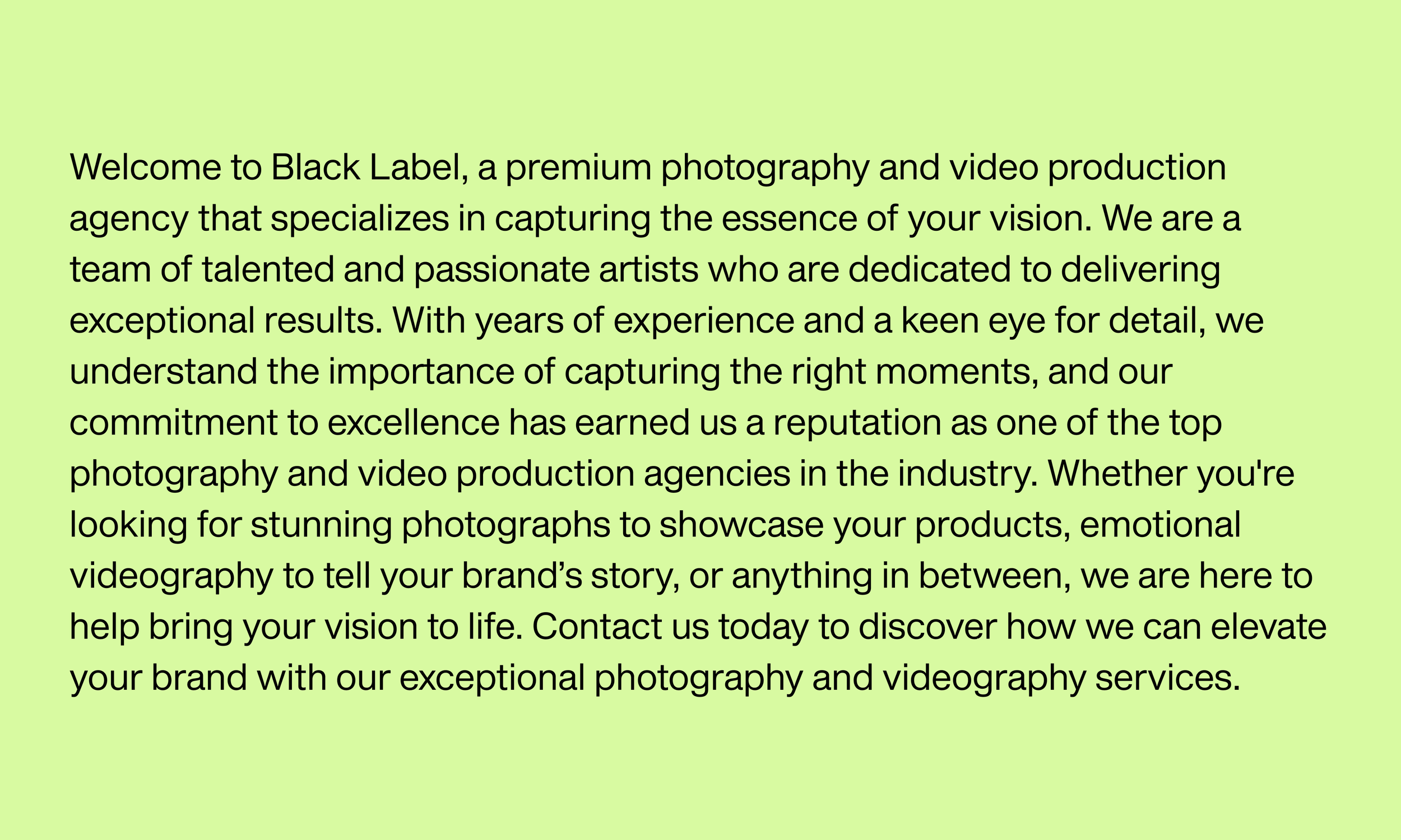 Brand story Black Label