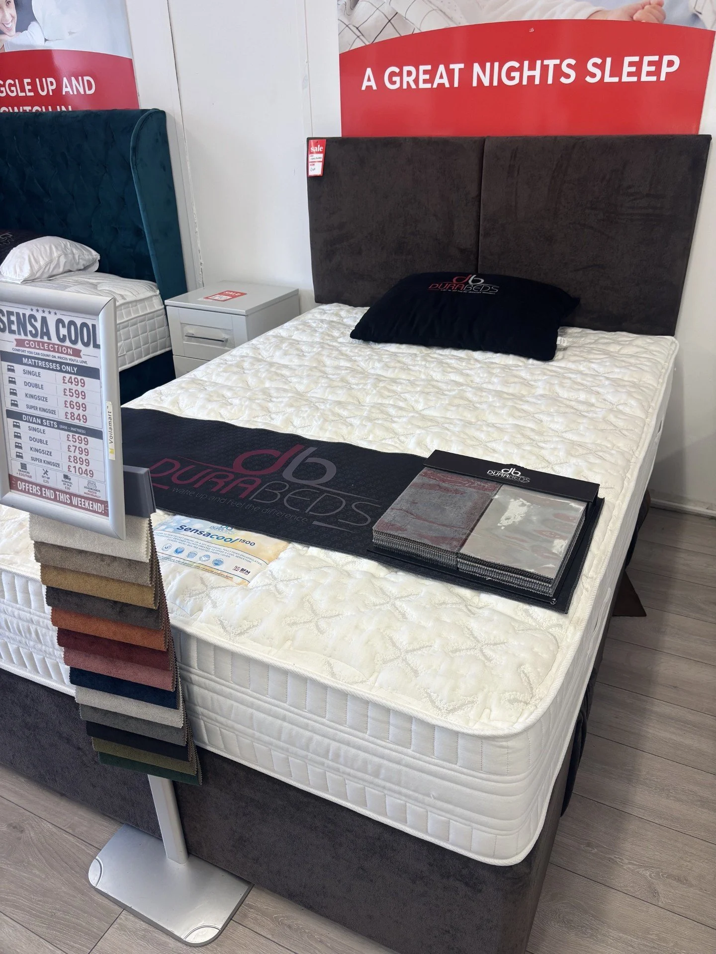 4ft 6" Sensa Cool 2 Drawer Divan Set with a Premium Headboard
