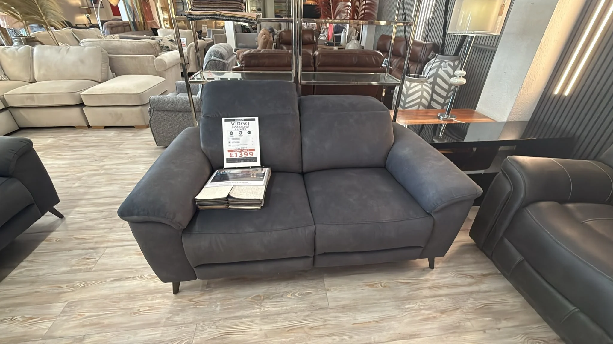 Virgo 2 Seater Power Reclining CiniSound Sofa
