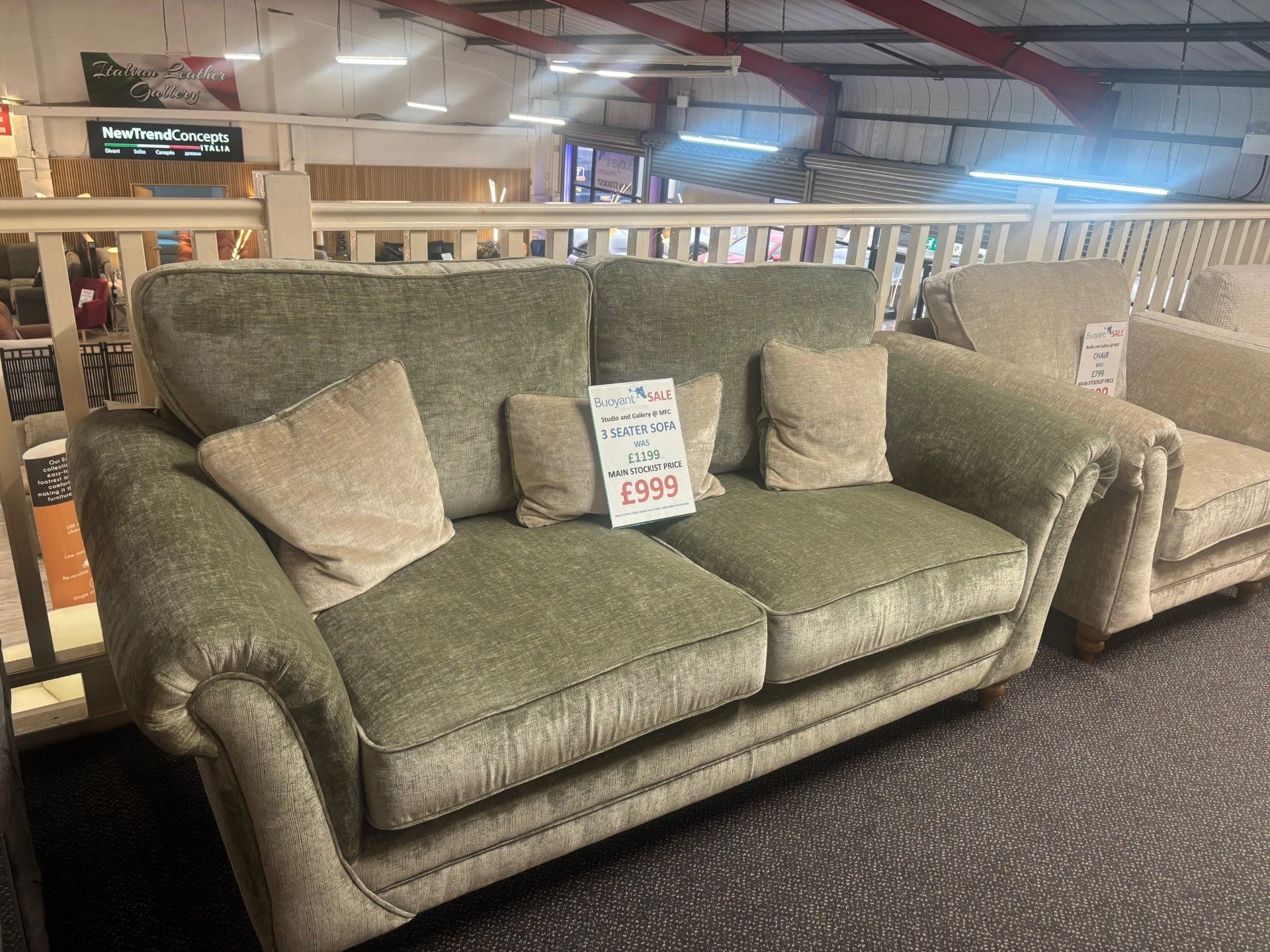 Danbury 3 Seater Sofa in Light Green