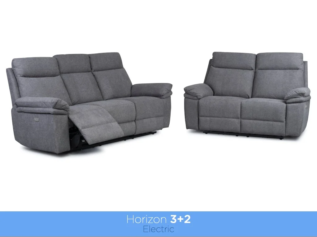 Horizon Fabric Power Reclining Sofa Range - Dark Grey