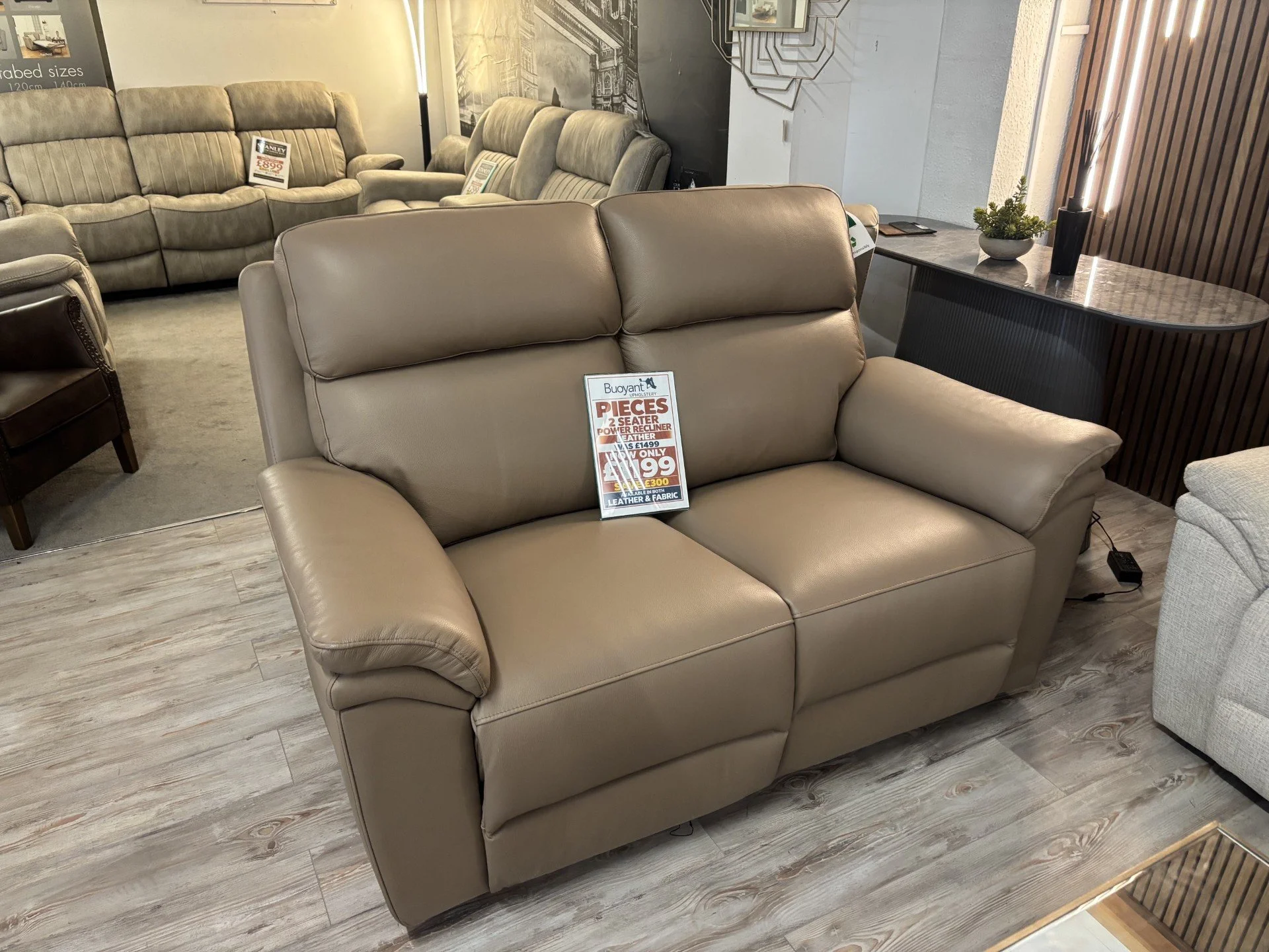 Pieces 2 Seater Power Sofa in Leather