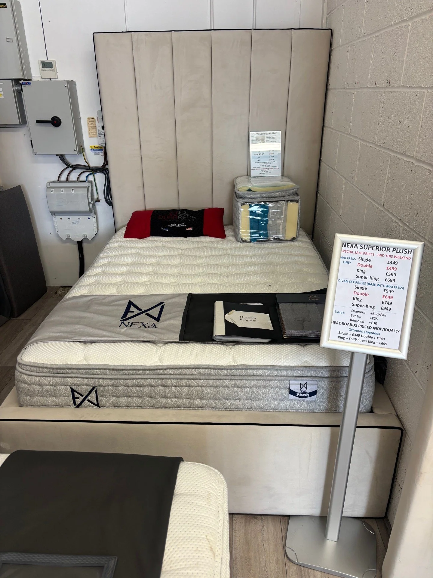 4ft 6" Elizabeth High Headboard Bedframe with Nexa Plush Mattress