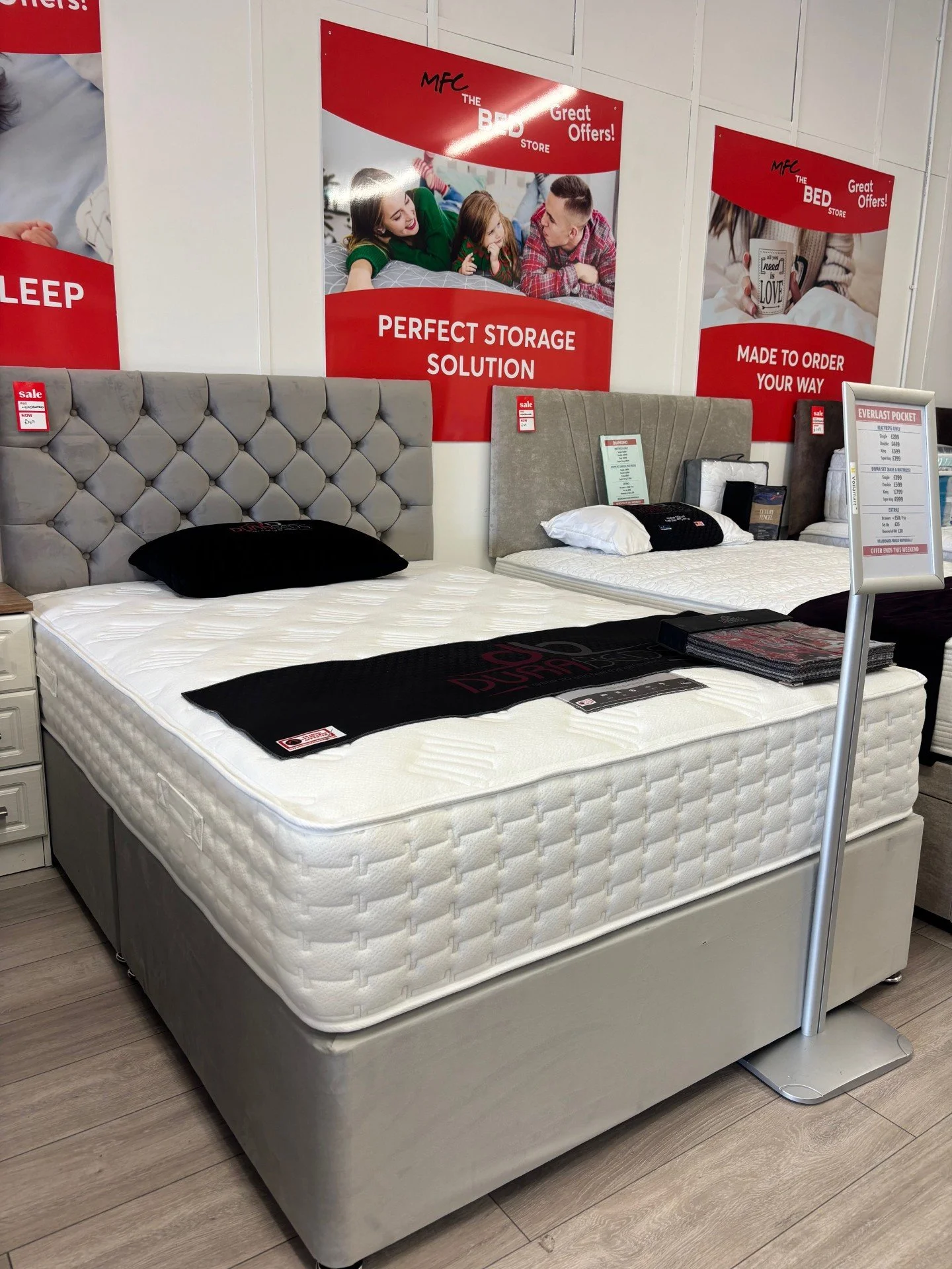 4ft 6" Everlast Pocket Divan Set and Sierra Headboard