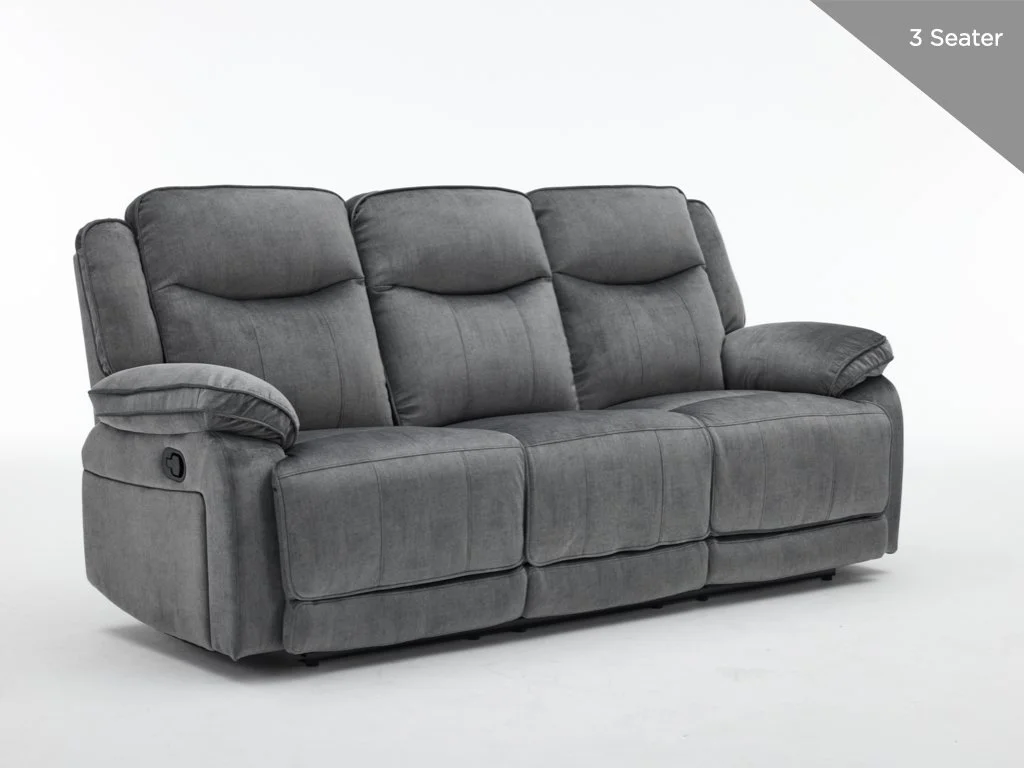 Clayton 3 Seater Manual Reclining Sofa - Grey