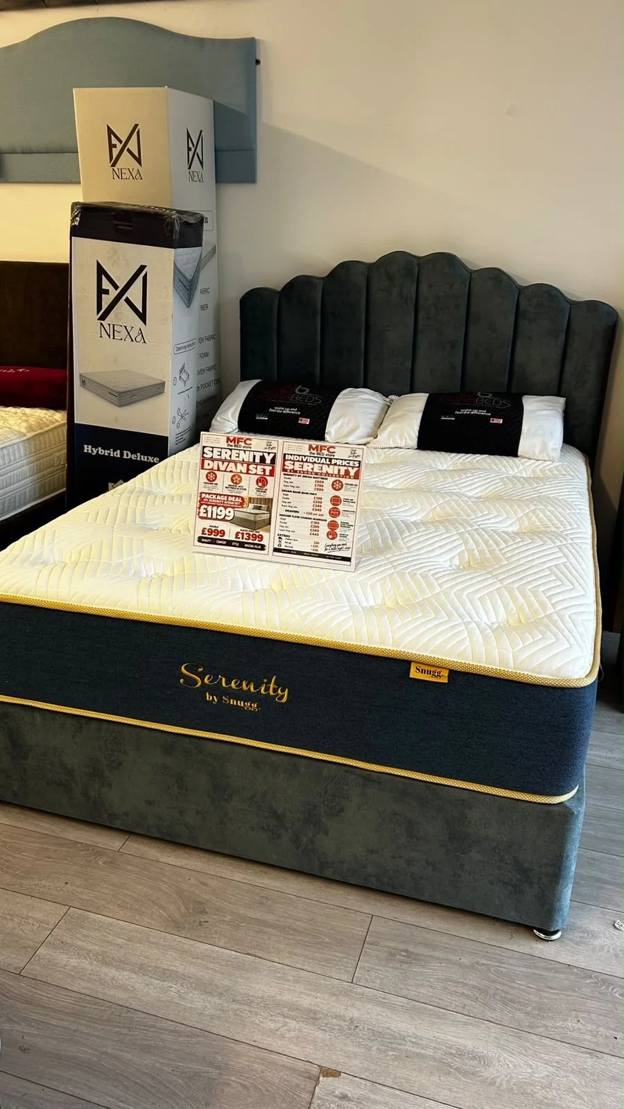 5ft Serenity Divan Set with a Designer Floor standing Headboard