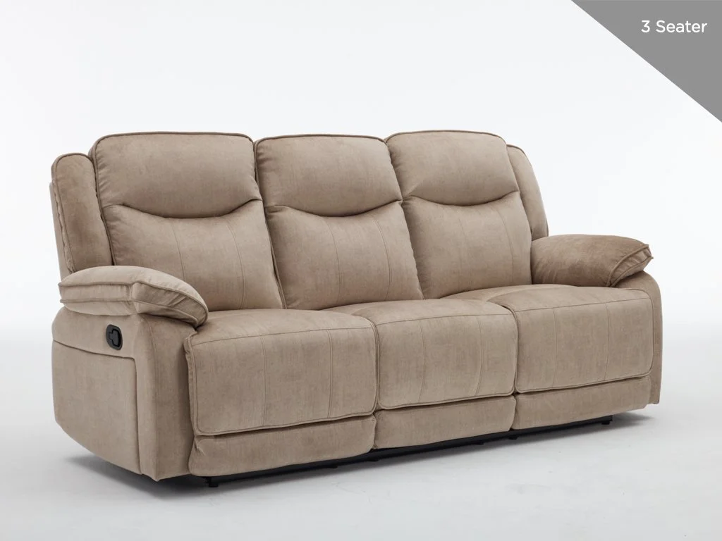 Clayton 3 Seater Manual Reclining Sofa - Light Brown