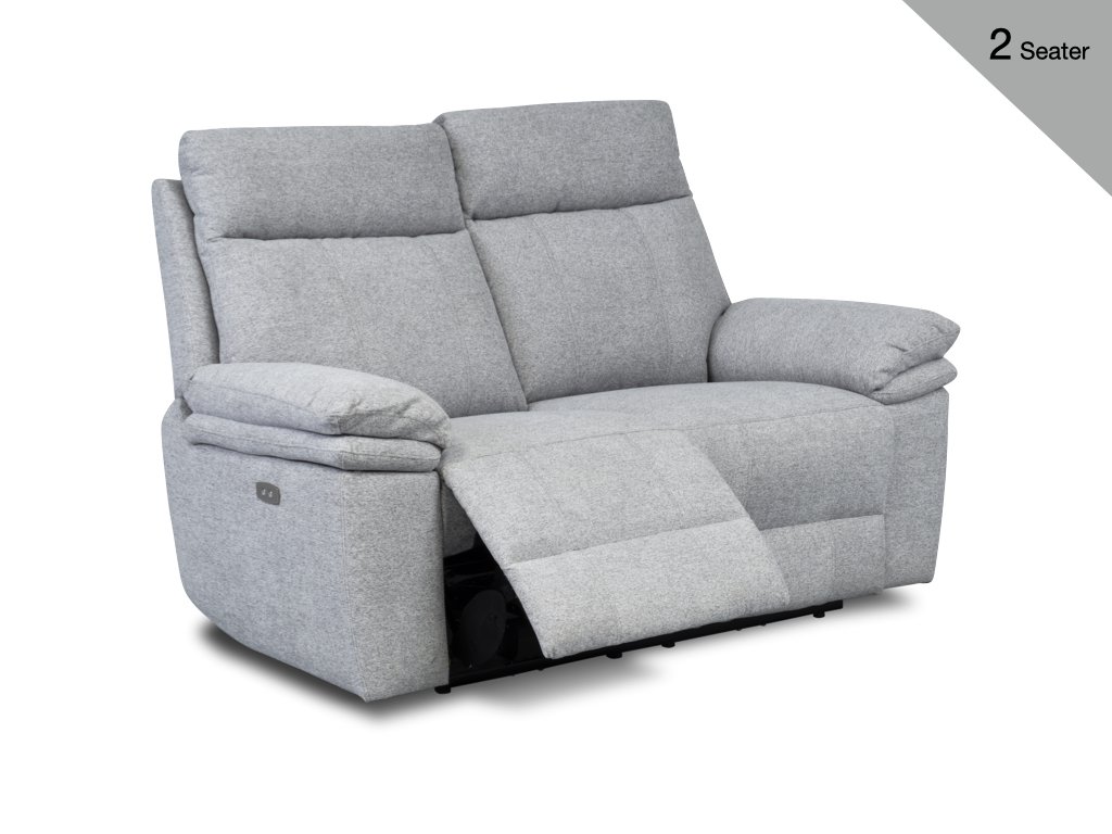 Horizon Fabric 2 Seater Power Reclining Sofa - Light Grey