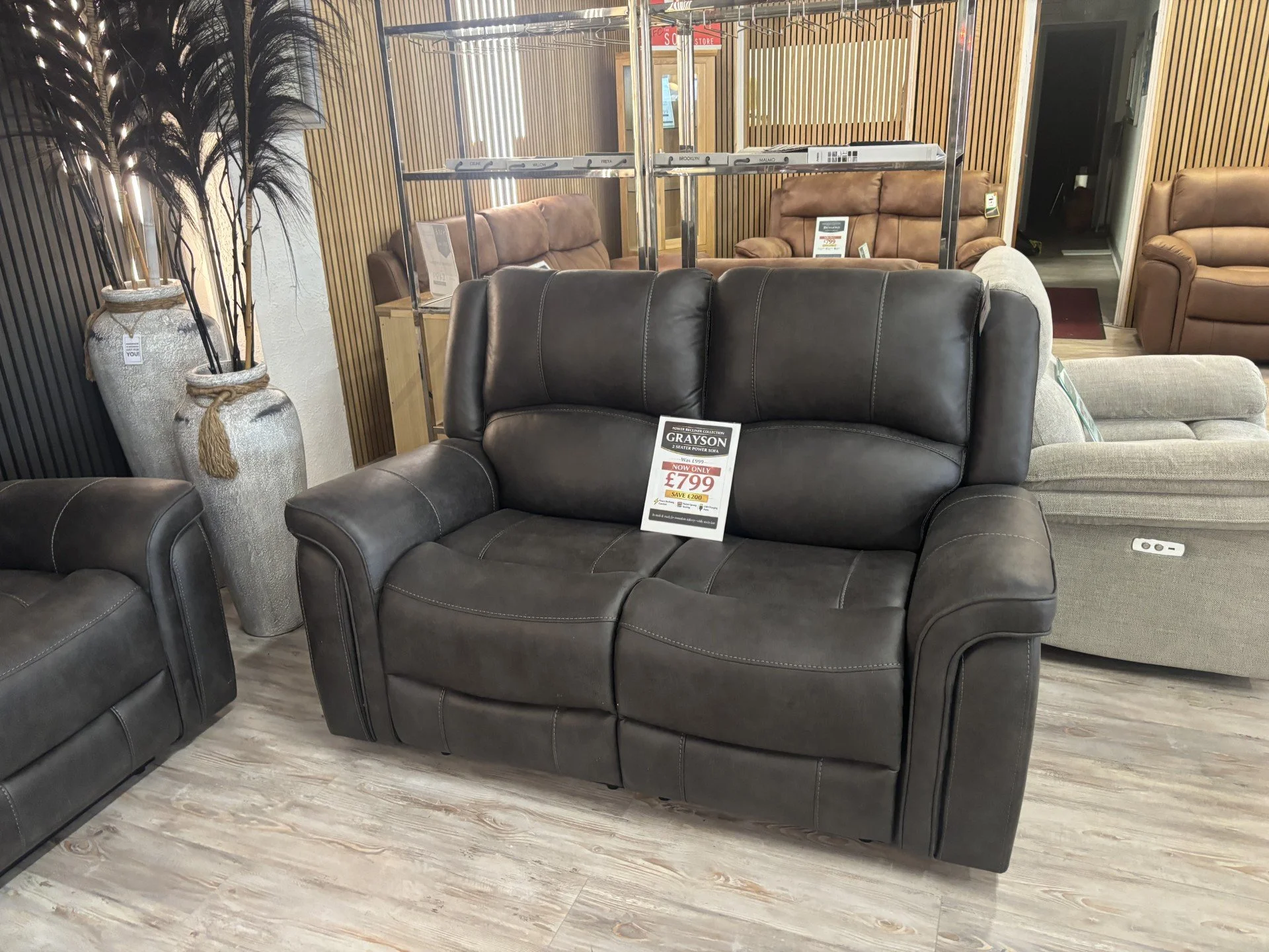 Grayson 2 Seater Power in Charcoal