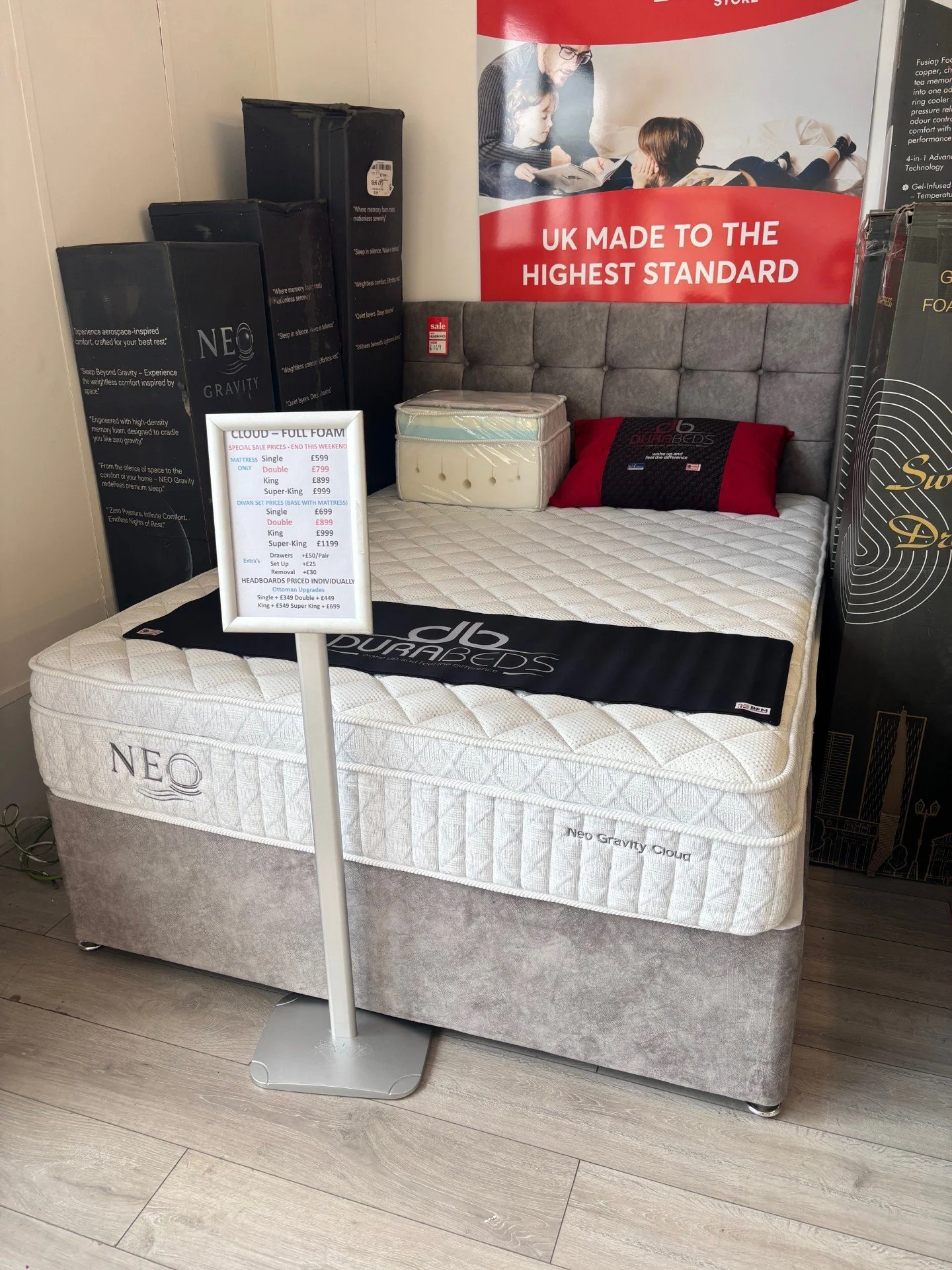 5ft Cloud 3000 Full Foam Divan Set and Surose Headboard