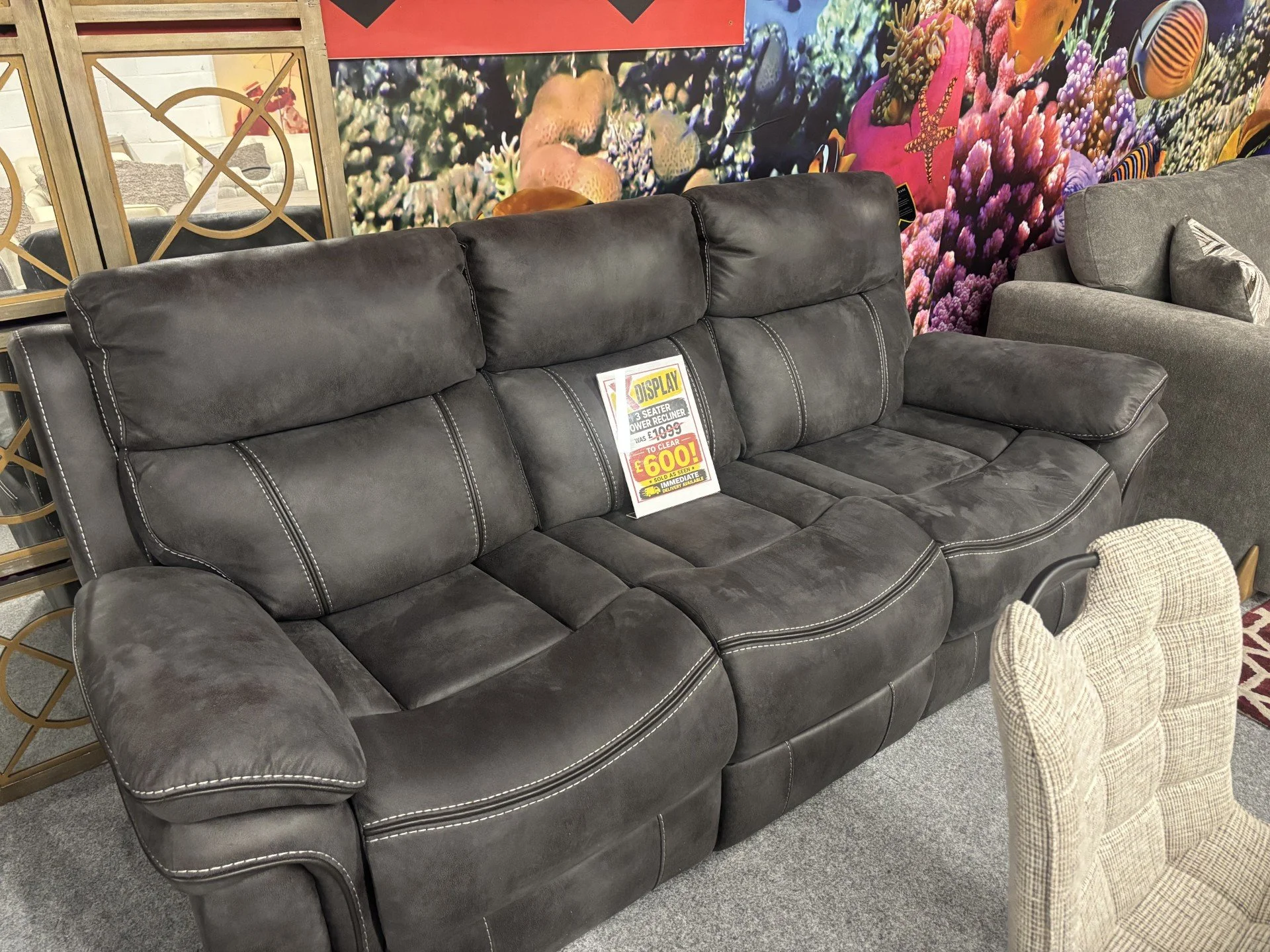 Richmond 3 Seater Power in Charcoal