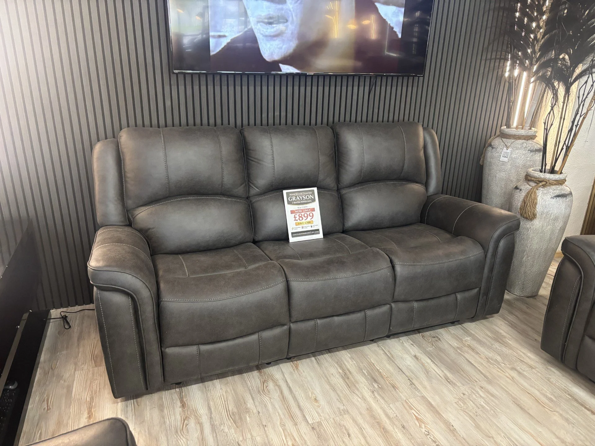 Grayson 3 Seater Power in Charcoal