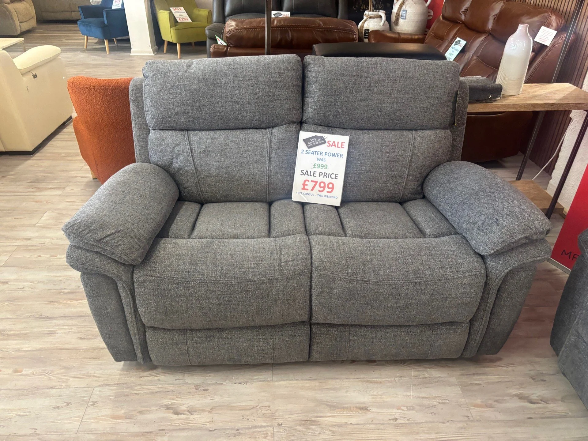 Harrow 2 Seater Power Reclining Chair in Dark Grey