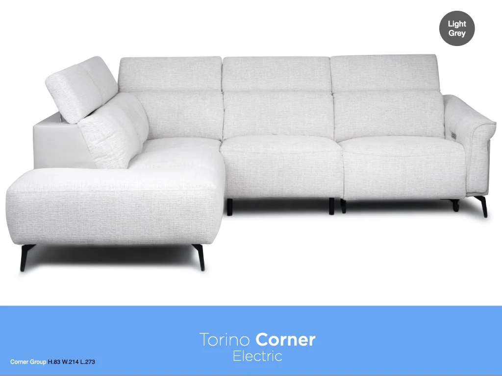 Torino Corner Suite Electric Light Grey Fusion (LHF)