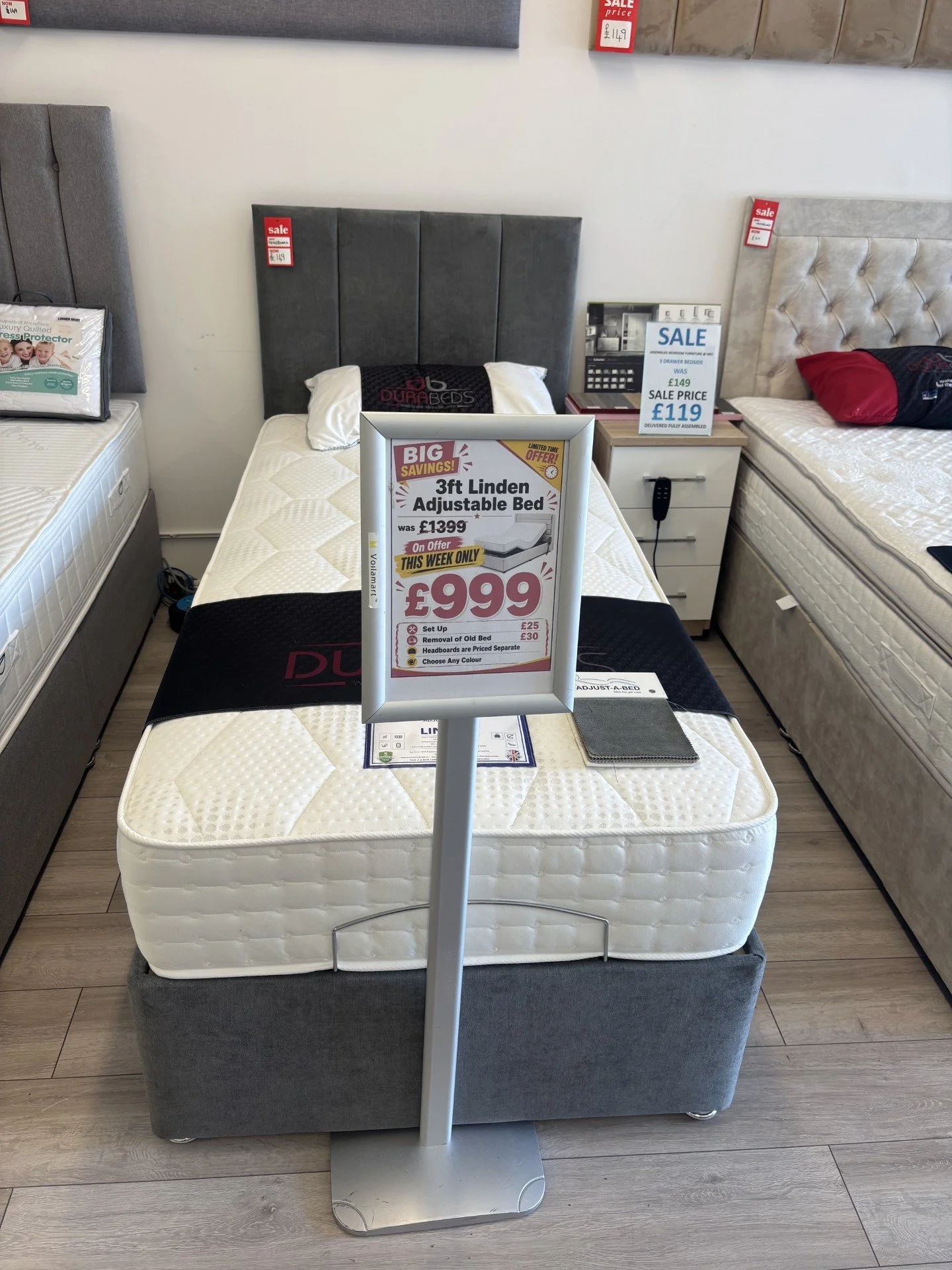 3ft Linden Adjustable Bed with Headboard