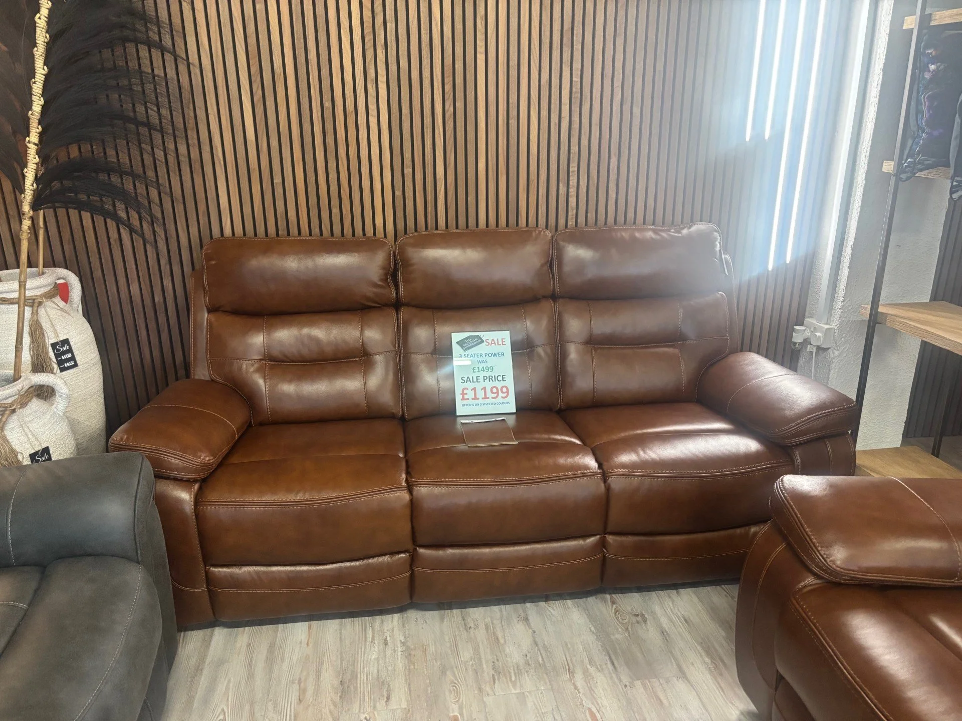 Belgravia 3 Seater Power Reclining Sofa in Tan Leather