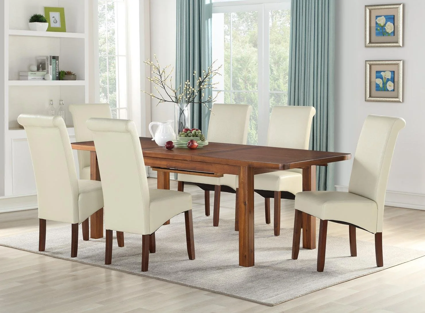 Andorra Acacia 120cm Dining Set (with Cream Sophie Dining Chair) (4 Chairs)