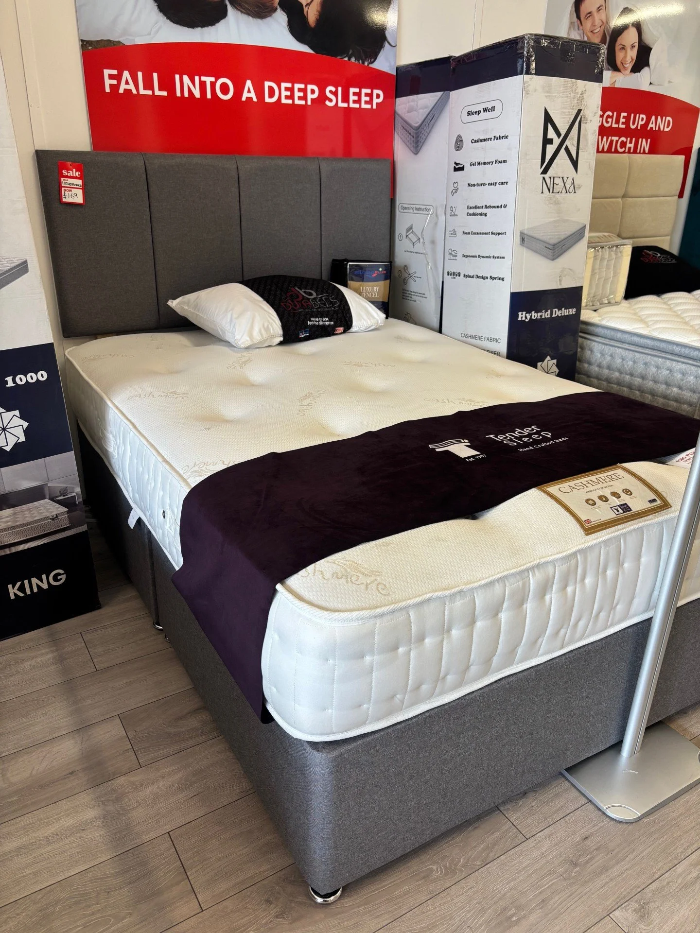 4ft 6" Cashmere Divan Set and London Headboard