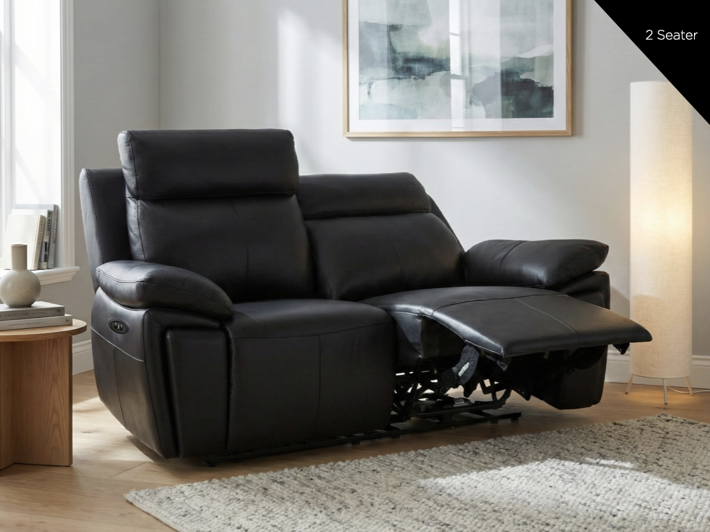 Ashby 2 Seater Power Reclining Sofa - Black