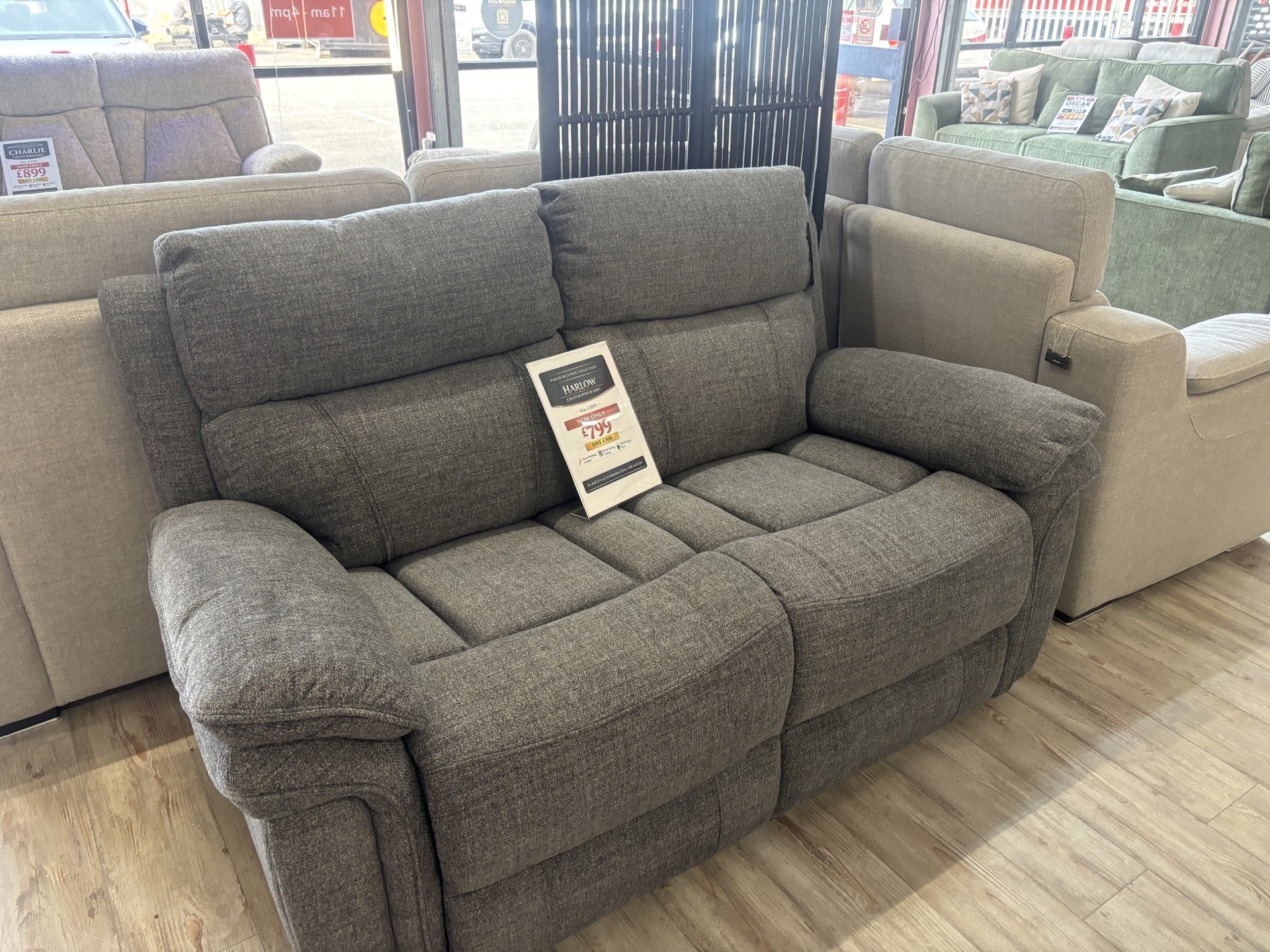 Harrow 2 Seater Power Sofa in Charcoal