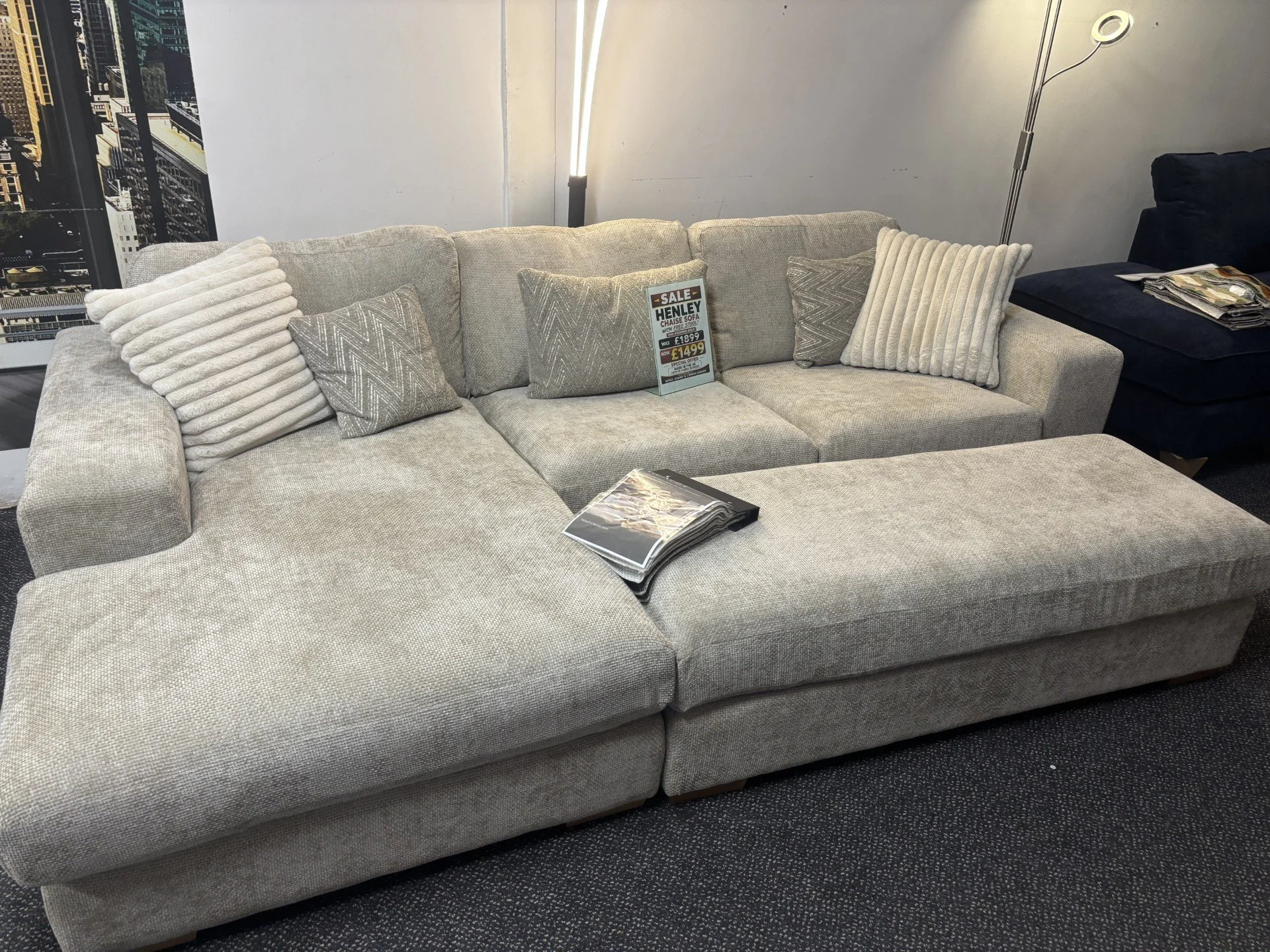 Henley Large Chaise Sofa with Large Stool