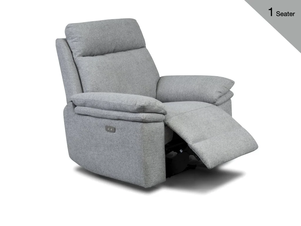 Horizon Fabric Power Reclining Chair - Light Grey