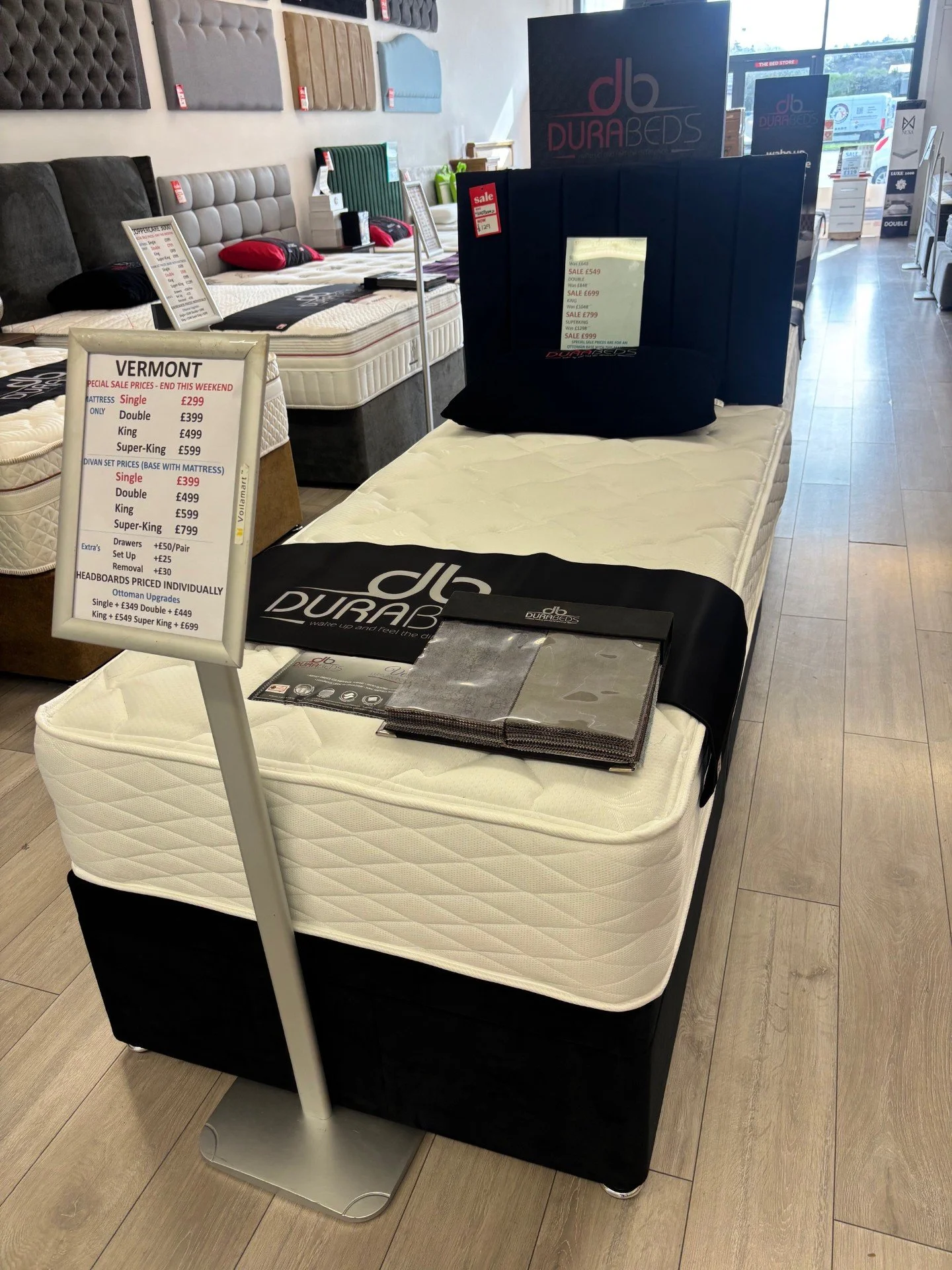 3ft Vermont Side Opening Ottoman Set and Sophie Headboard