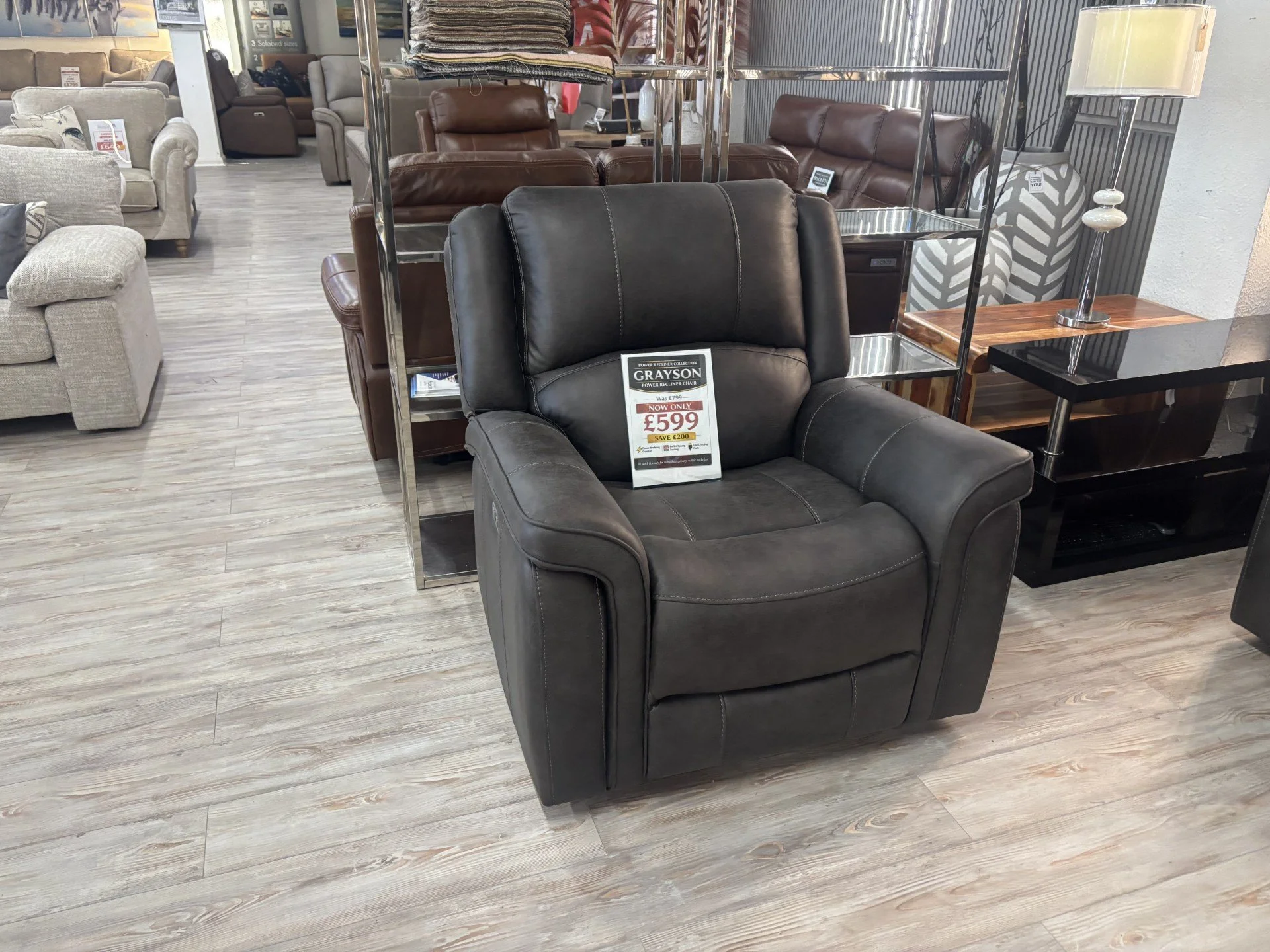 Grayson Chair Power in Charcoal