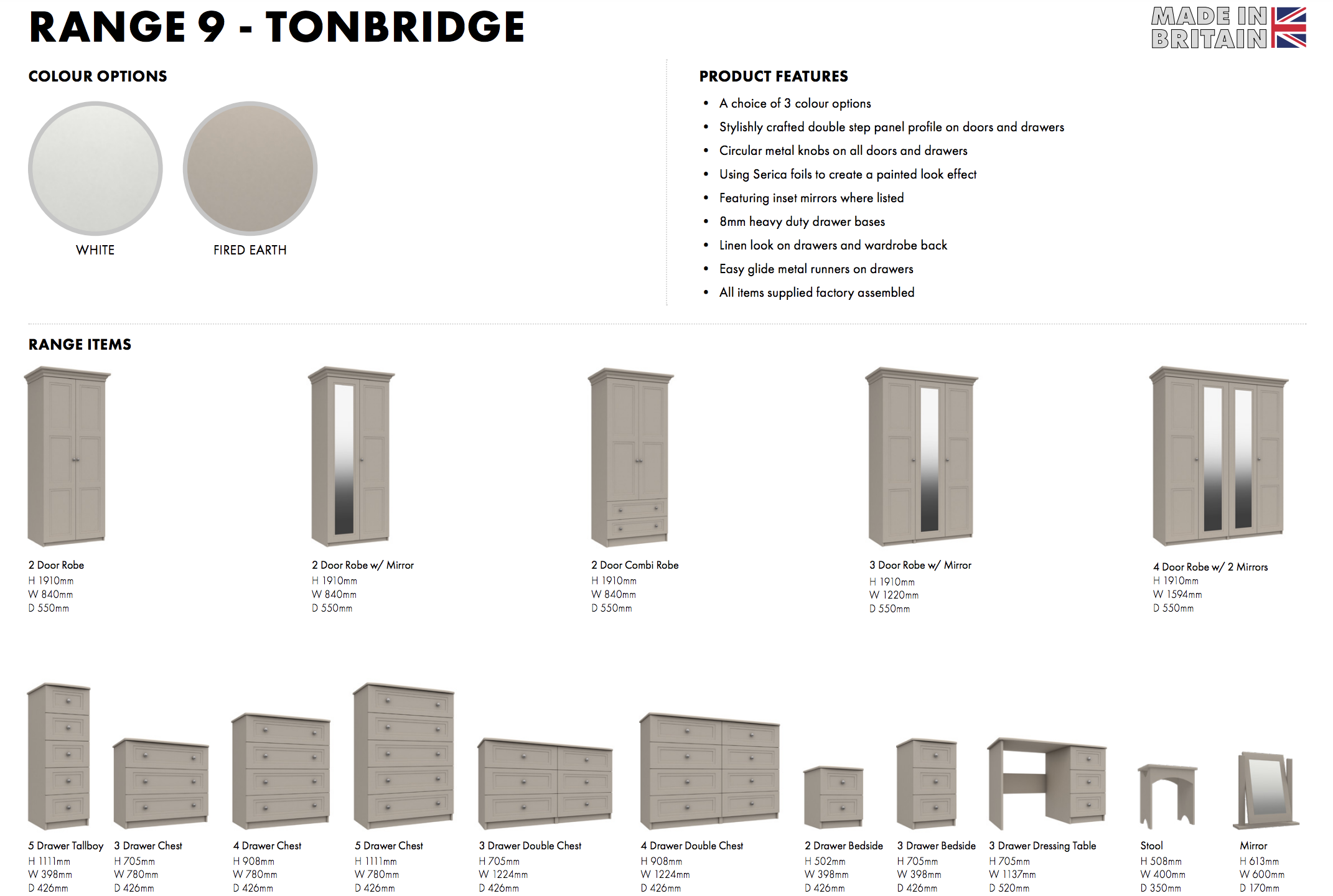 Tonbridge, Ready Assembled Furniture, Bedroom Furniture, No Flat Pack
